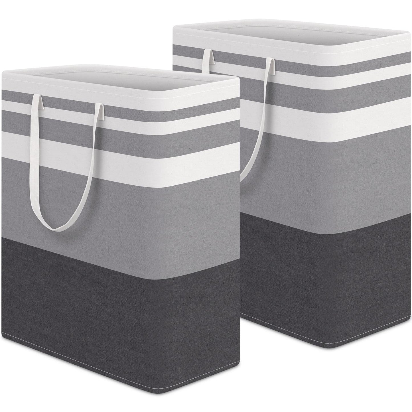 HomeHacks 2-Pack Large Laundry Basket, Waterproof, Freestanding Laundry Hamper, Collapsible Tall Clothes Hamper with Extended Handles for Clothes in The Dorm and Family Gradient Grey, 125L