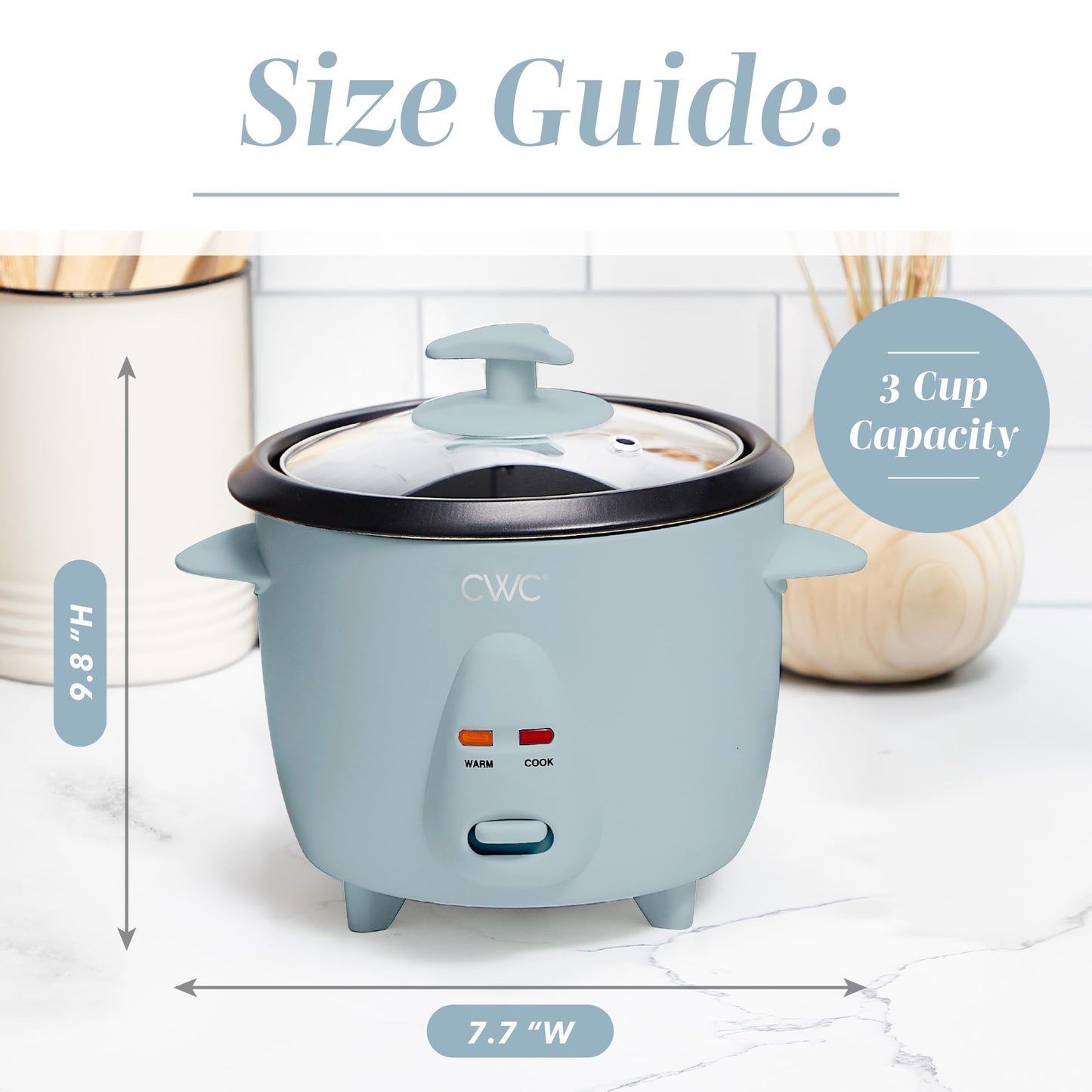 COOK WITH COLOR 6 Cup Rice Cooker 300W - Effortless Cooking and Perfectly, Cooks 3 Cups of Raw Rice for 6 Cups of Cooked Rice, Blue
