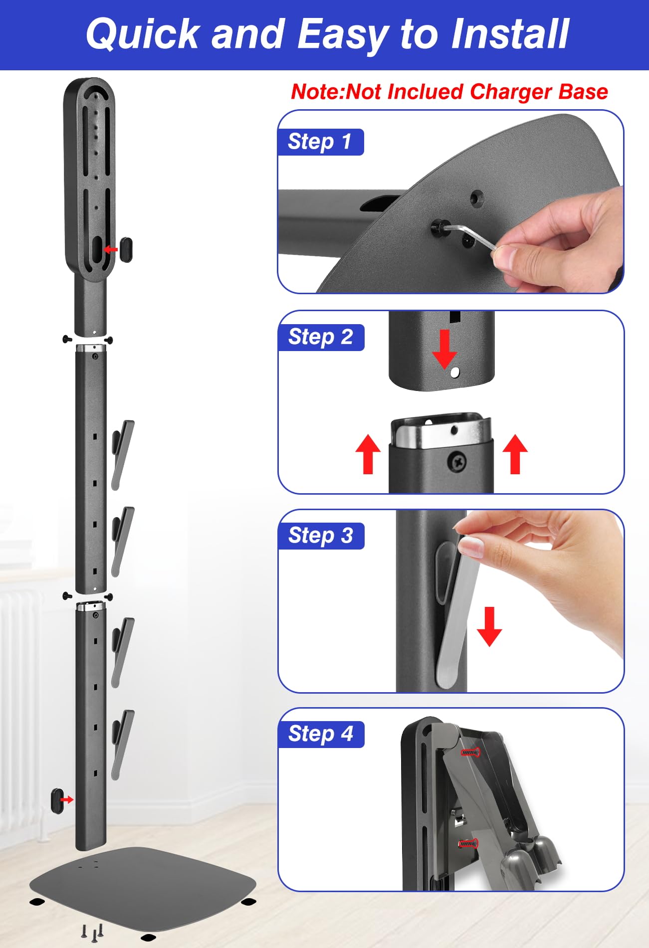 Haturi Vacuum Stand for Dyson Gen5 V16 V15 V12 Detect V11 V10 V8 V7 V6, Vacuum Holder and Metal Storage Bracket Standing dock with Hidden Cord Design for Dyson Handheld Cordless Vacuum Cleaners