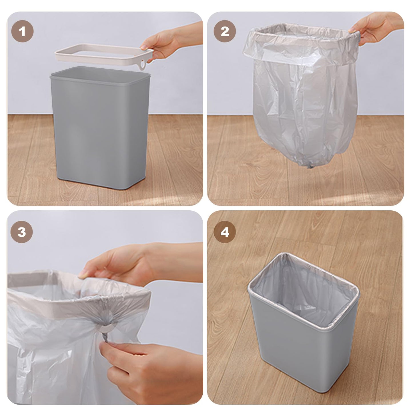 Yatmung 3 Pack - Small Trash Can with Lid for Bathroom 2.5 Gallon Automatic Trash Cans Touchless - Bedroom, Kitchen, Office - Slim Smart Garbage Can - Motion Sensor Trash can Bathroom (Grey)