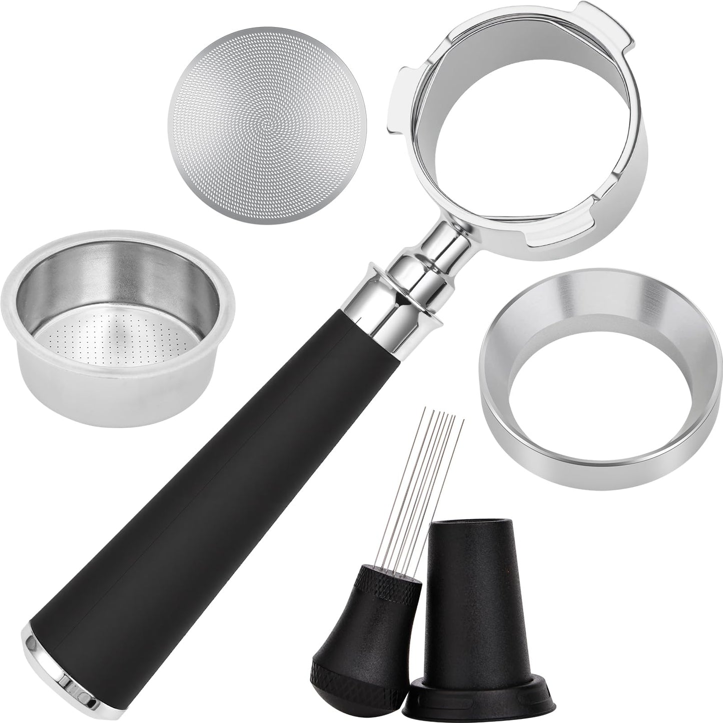 51mm Bottomless Portafilter 3 Ears Fits for Delonghi Dedica EC685, EC785, EC885, EC820, EC850, EC860, EC890, EC680 und SMEG and SMEG, Includes Puck Screen, WDT, Dosing Funnel, Double Shot Basket