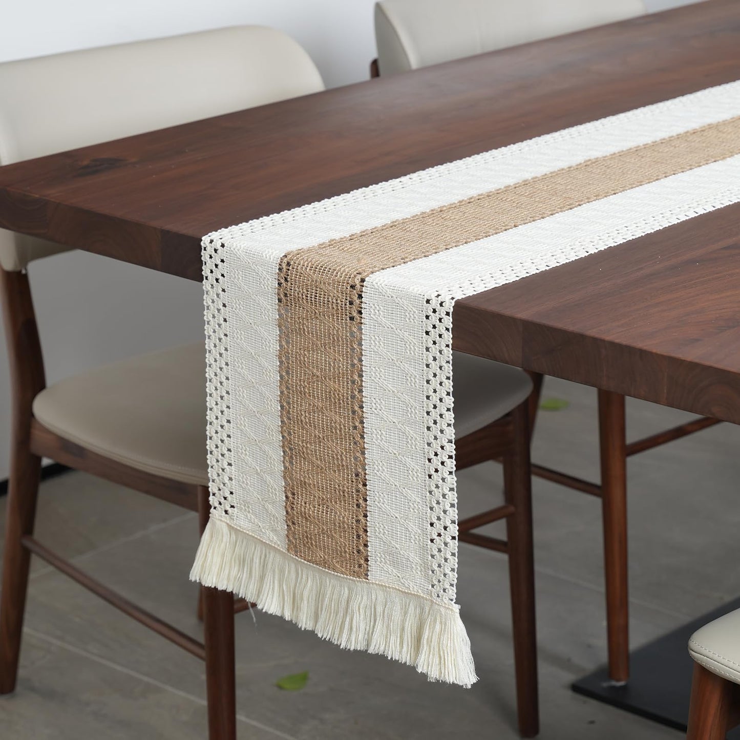 Placemats Set of 6 with Charger Plates Table Mats Table Runner and Napkin Rings,Made of Natural Cotton Burlap and Corn Husk,Non-Slip Heat-Resistant Boho Fall Placemats for Dining Table Décor