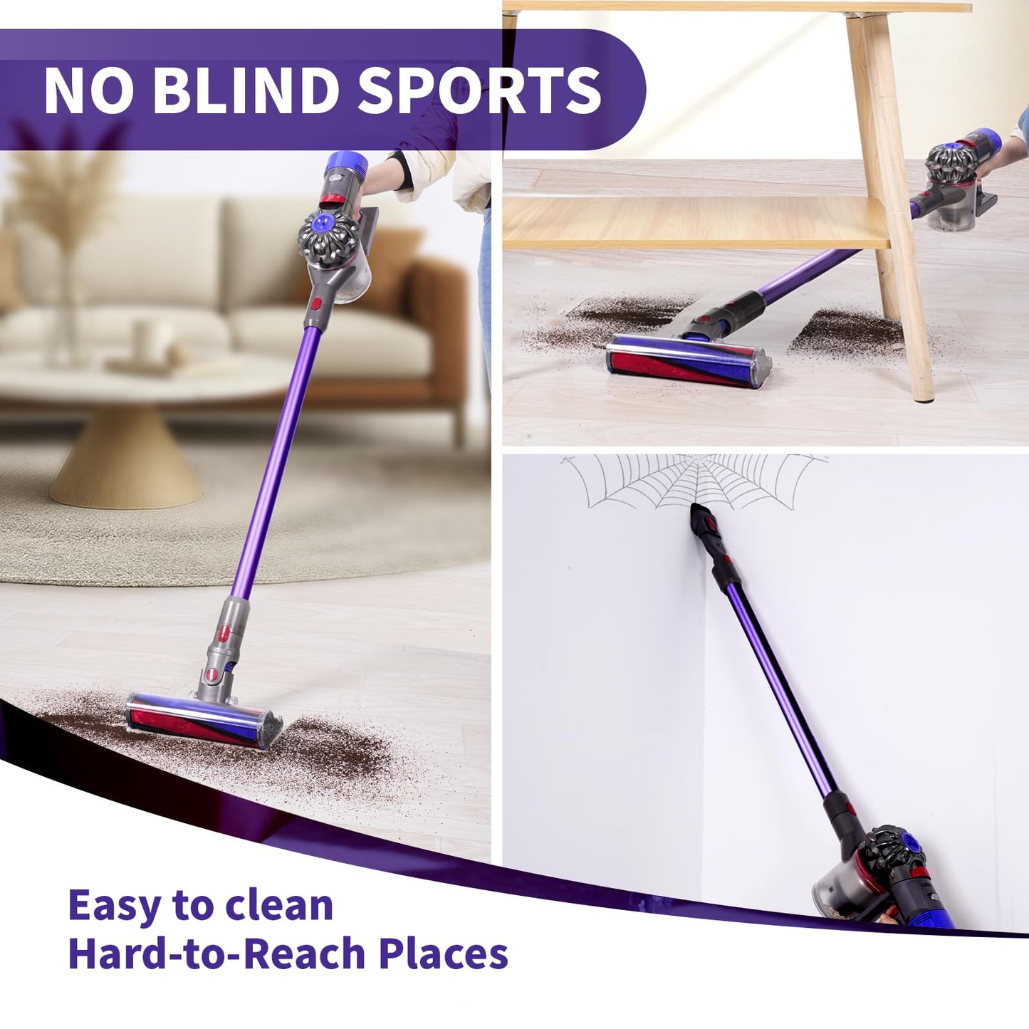 Replacement Wand Extension Tube Compatible with Dyson V15 V11 V10 V8 V7 Cordless Vacuum Cleaners, Extension Vacuum Replacement Parts, 28.9IN (Purple)