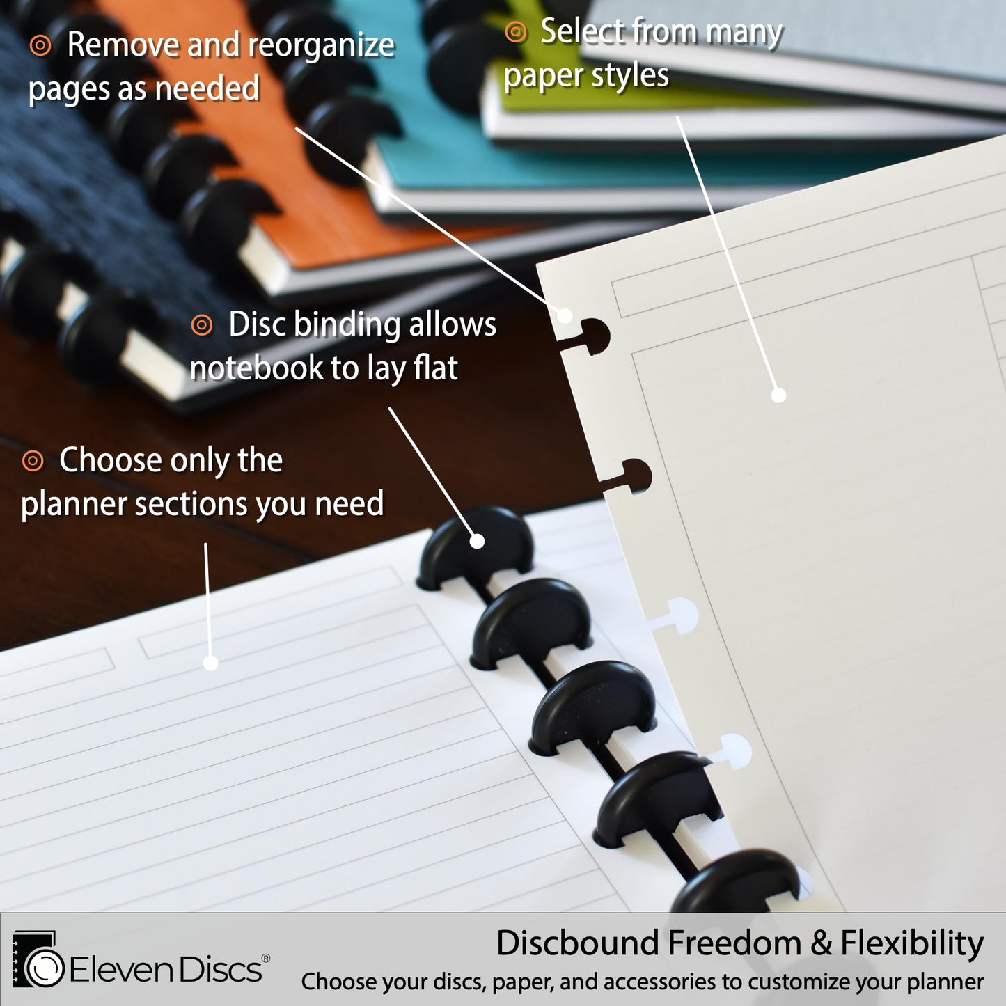 Eleven Discs Letter Size Translucent/Clear Discbound Notebook Poly Covers, Compatible with Circa, Arc, TUL, and the Big Happy Planner (Set of 5)