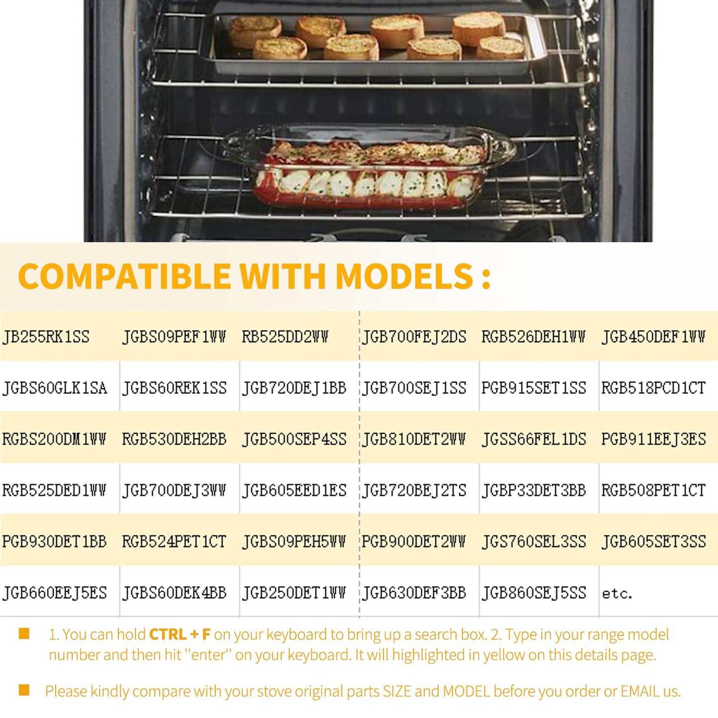 Allstare WB48X20249 Oven Rack Replacement Parts for GE Stove Oven Parts Oven Shelf 304 Stainless Steel 23.7 x 16 Inches Hotpoint General Electric Gas Range Toaster Oven Baking Wire Rack Rack-Flat