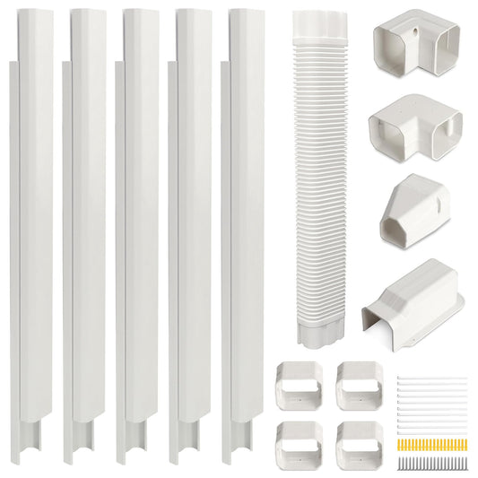 3" 15Ft Mini Split Line Set Cover,Plastic Line Kit for Outside Units, Mini Split Air Conditioner, Central AC and Heat Pump