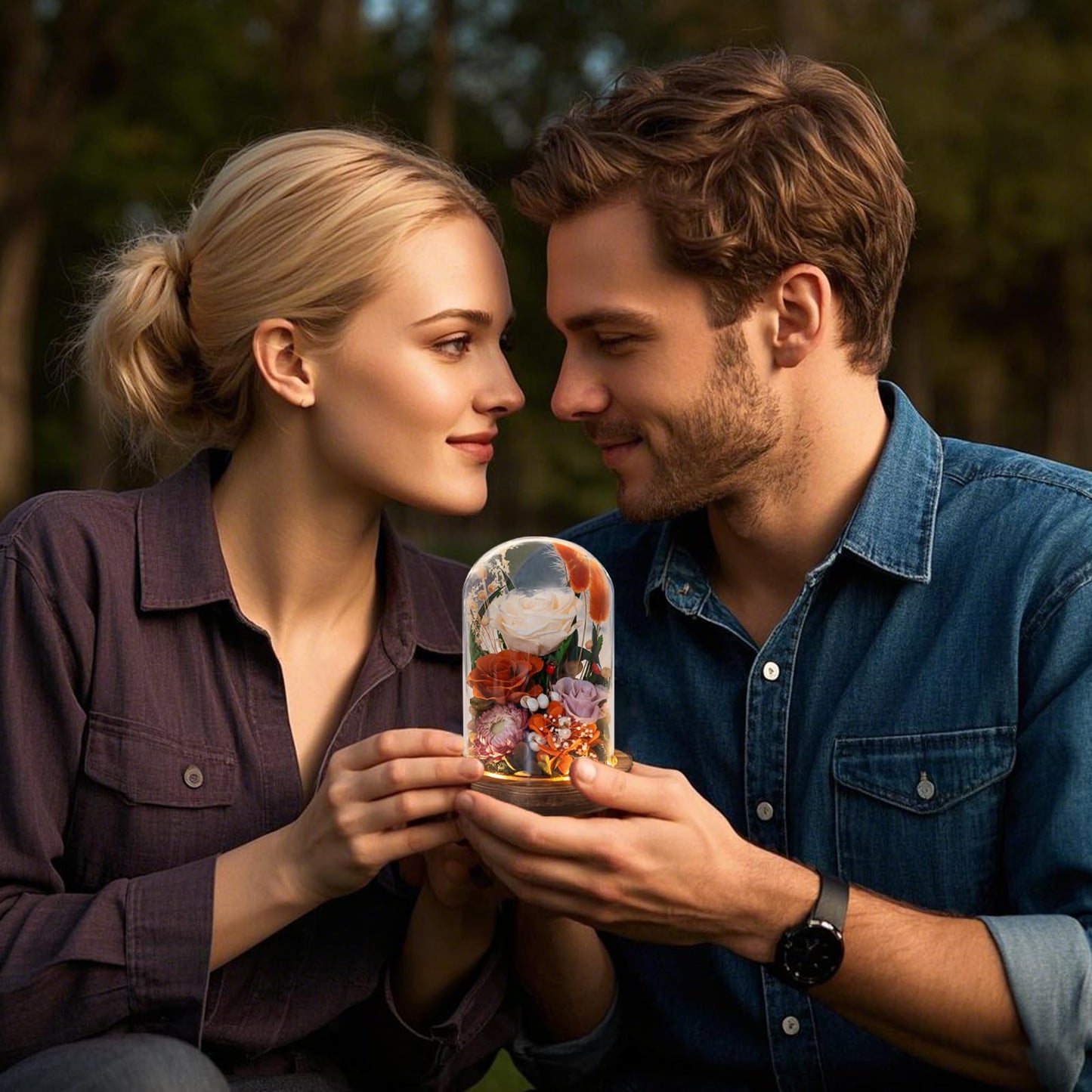 HUACHIPLUS Forever Flower Gifts for MOM:Perfect Mothers Day Flowers for Mom Wife Grandma-Preserved Flower with Symbolic Ladybugs–Flowers for Delivery Prime on Anniversary Birthday (Orange)