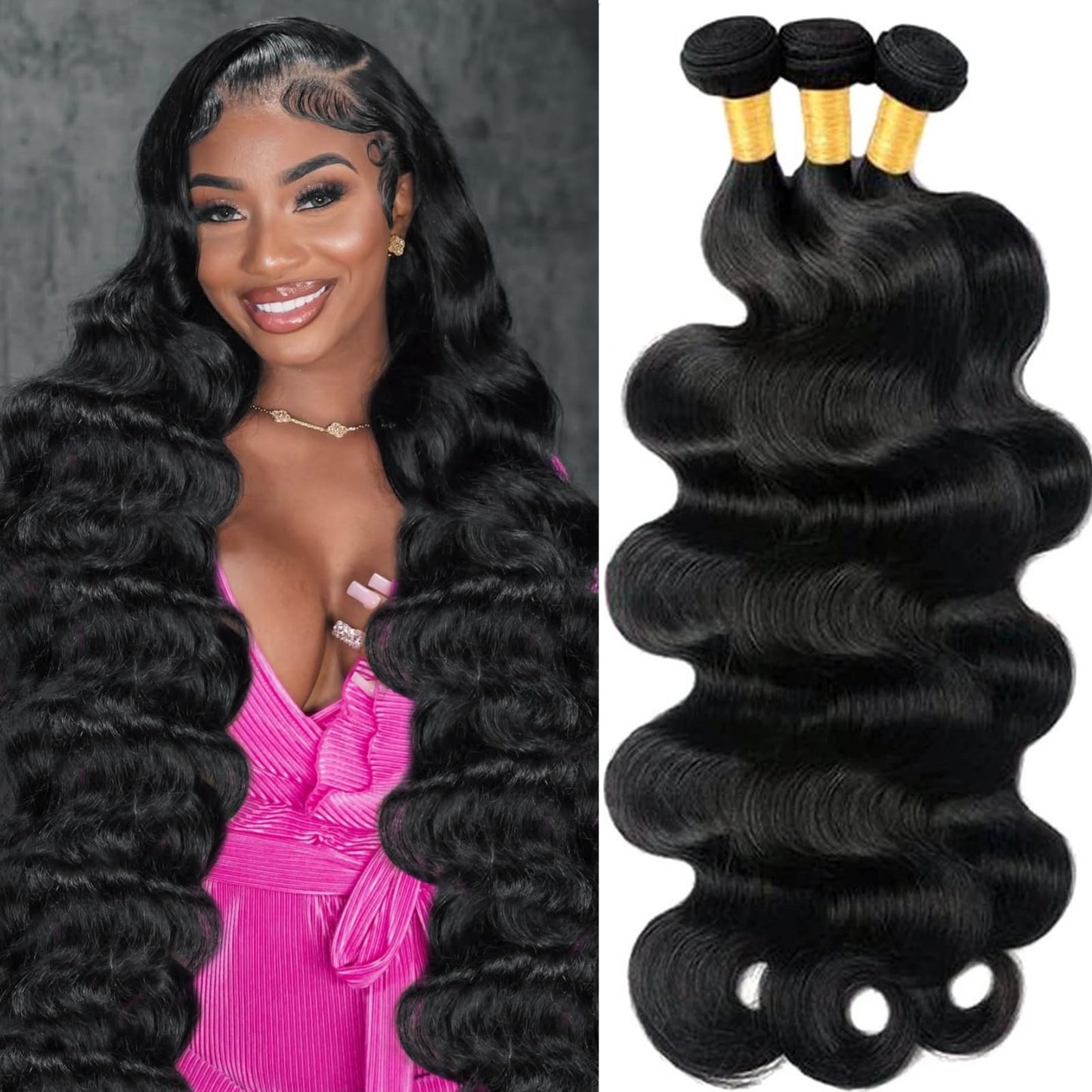 12A Human Hair Bundles Body Wave Bundles Human Hair 18 20 22 Inch 100% Unprocessed Brazilian Virgin Hair Body Wave 3 Bundles Deals Real Human Hair Extensions For Black Women Natural Black