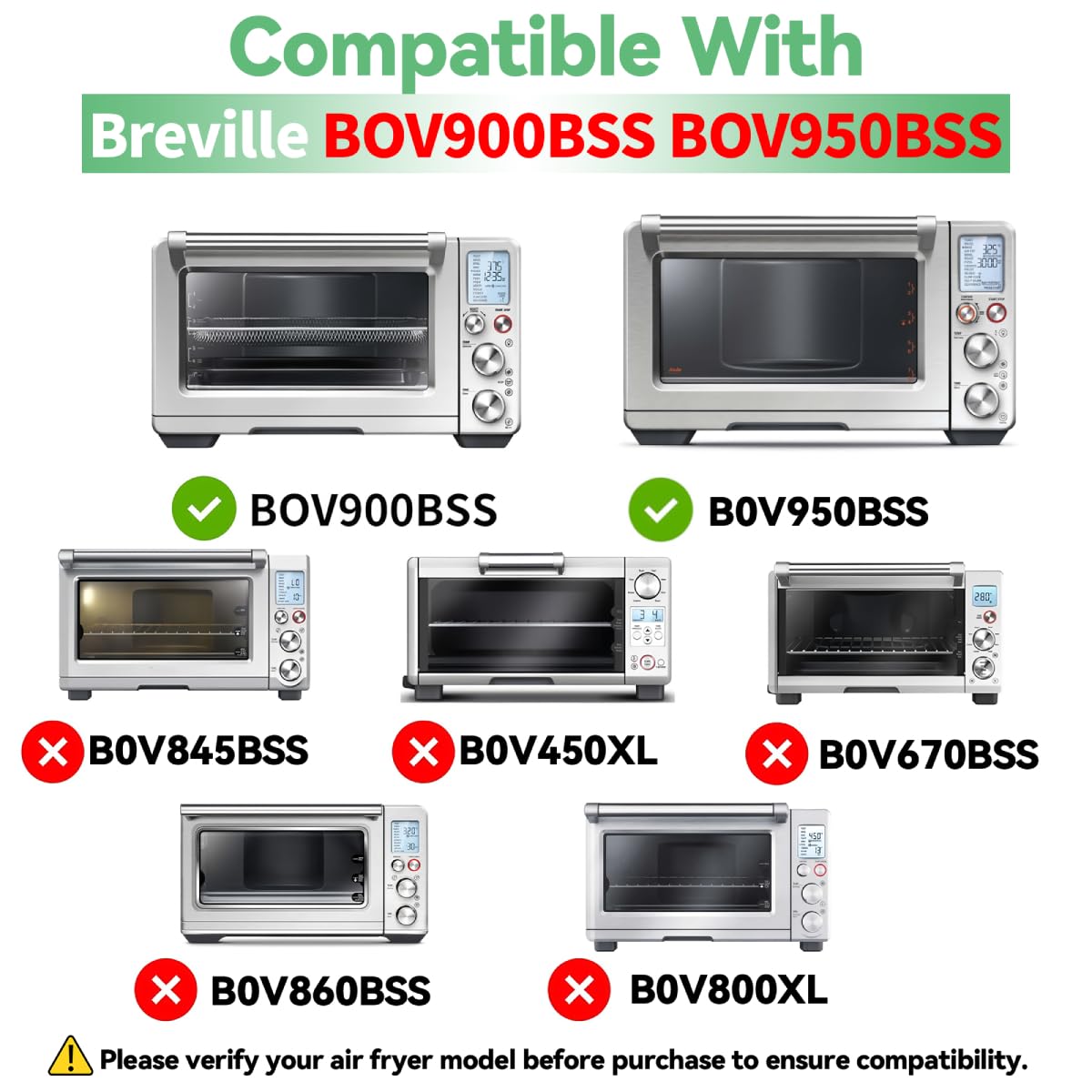 Air Fryer Accessories Compatible with Breville BOV900BSS Smart Oven Air Fryer Pro, Baking Pans Set with Baking Tray, Parchment Paper and Oven Mats for Breville BOV900BSS