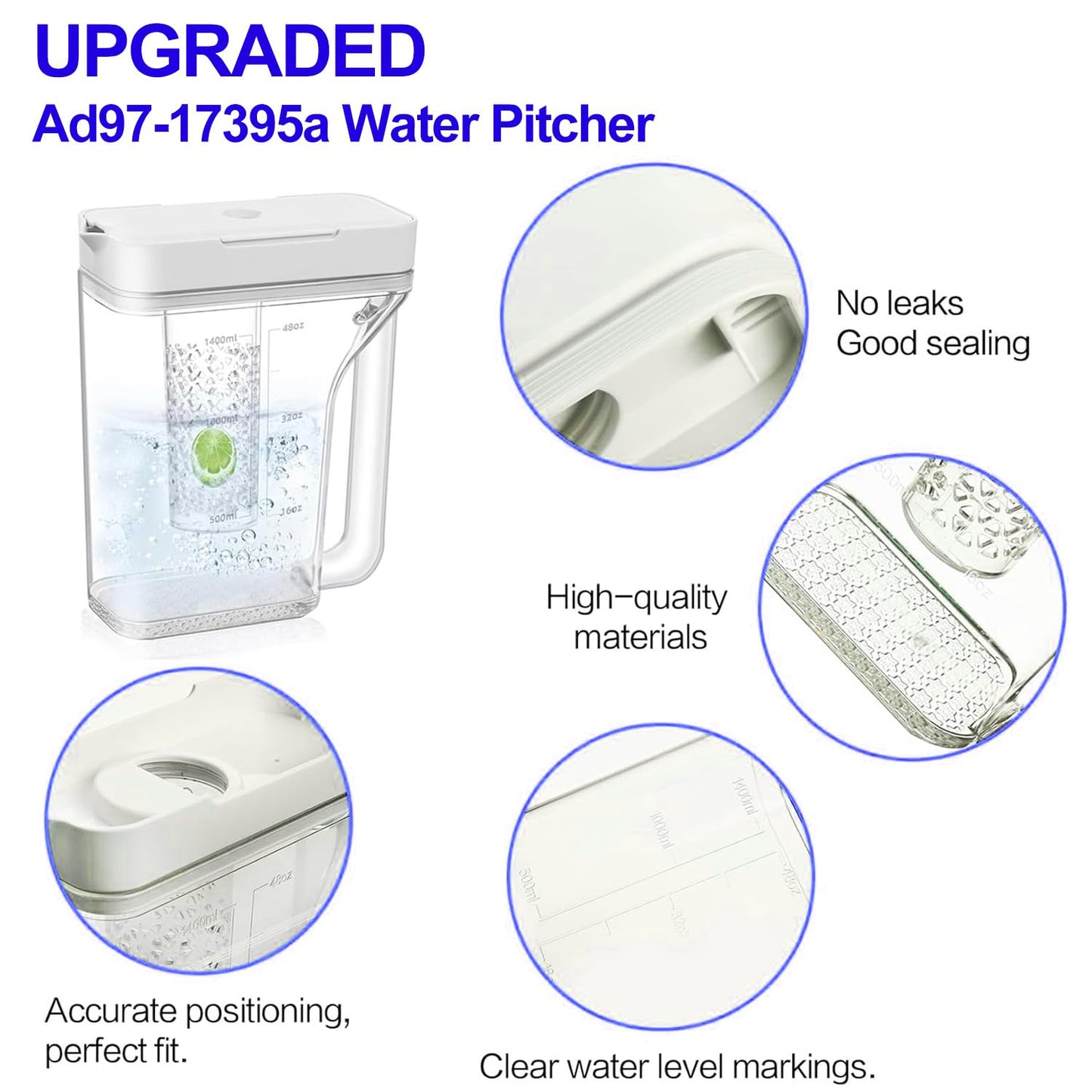 DA97-17395A Upgraded Water Pitcher Reservoir Fit for Samsung Water Pitcher Compatible with Samsung Refrigerator Samsung Refrigerator Parts RF23M8570SR RF23M8090SR