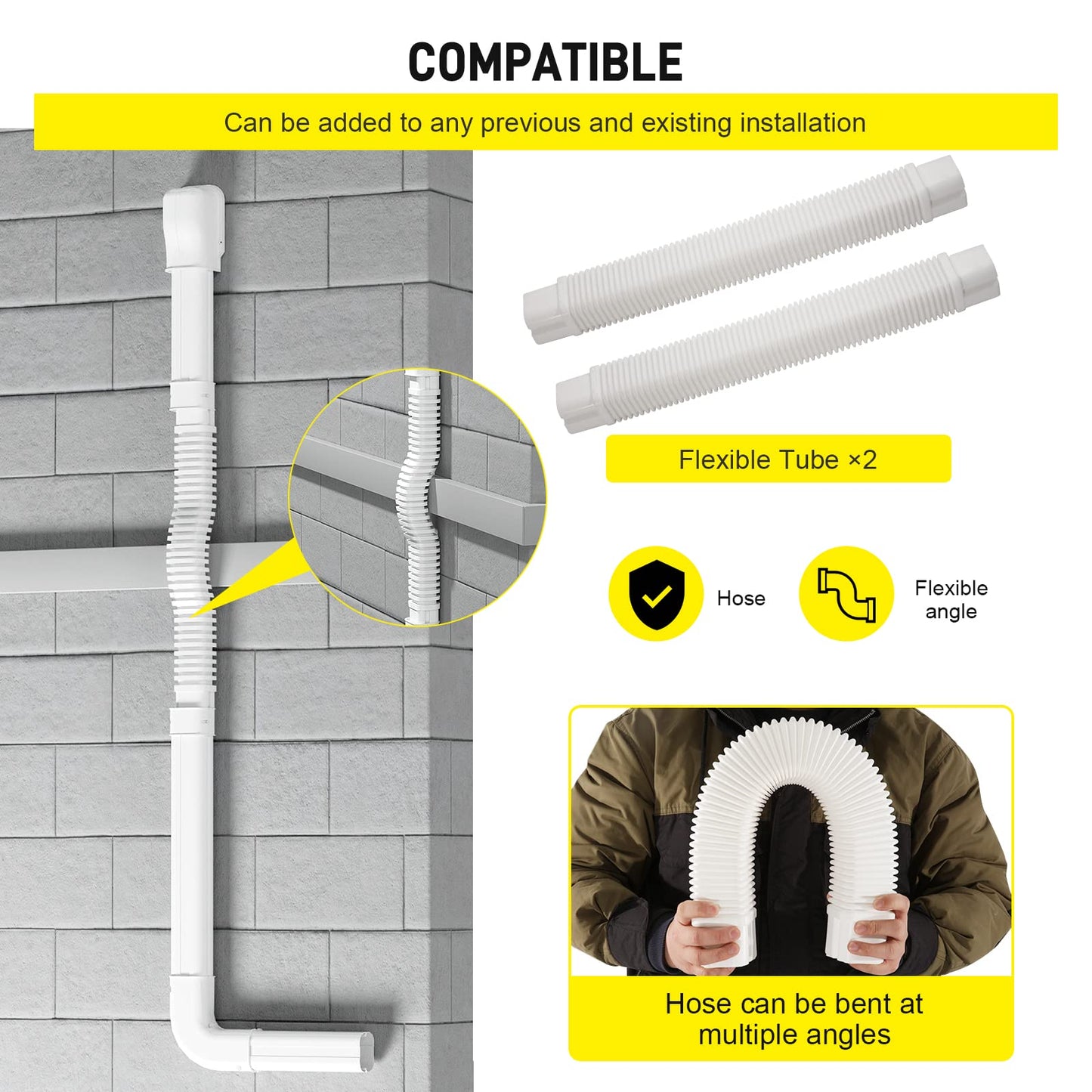 DWALE 3" 17Ft PVC Decorative Line Set Cover Kit, Mini Split line Set Cover,for Ductless Mini Split Air Conditioner and Central AC and Heat Pumps
