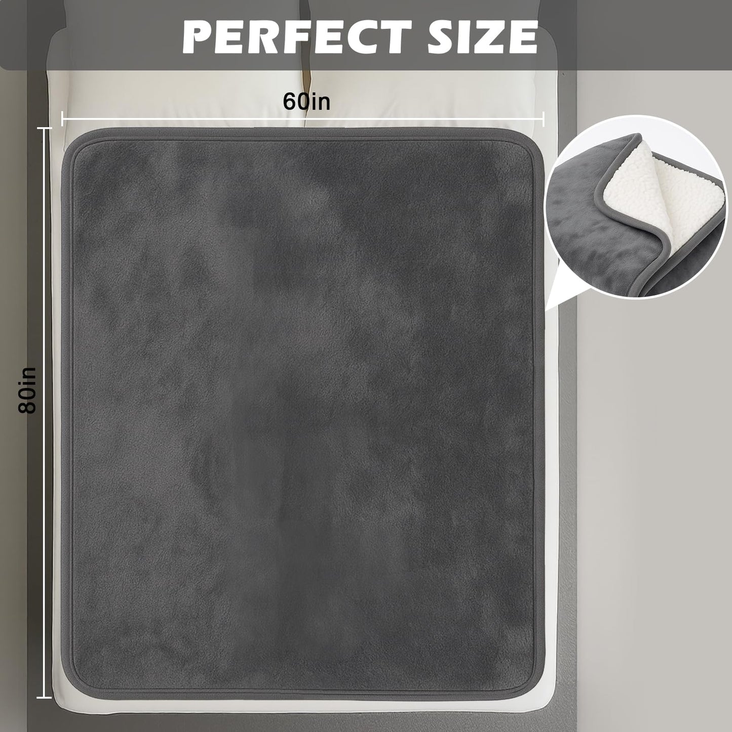 DOVIROS Waterproof Blanket for Bed Intimacy, Love Blanket Waterproof and Stain Proof, Absorbent, Washable Bed Protector for Couples, Liquid-Resistant Throw for Mattress Protection (80x60 Inch, Grey)