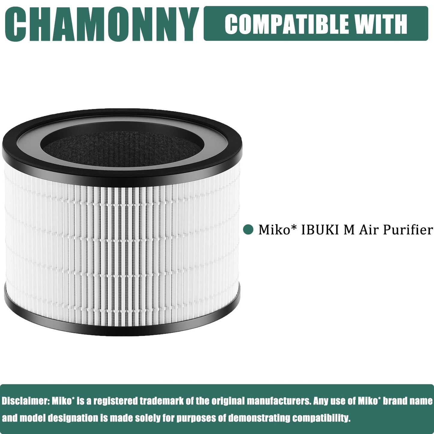 CHAMONNY MAF-02 Filter Replacement, Compatible with Miko IBUKI M MA-02CW Air Purifier MAF-02/970 Sqft, 2 Pack