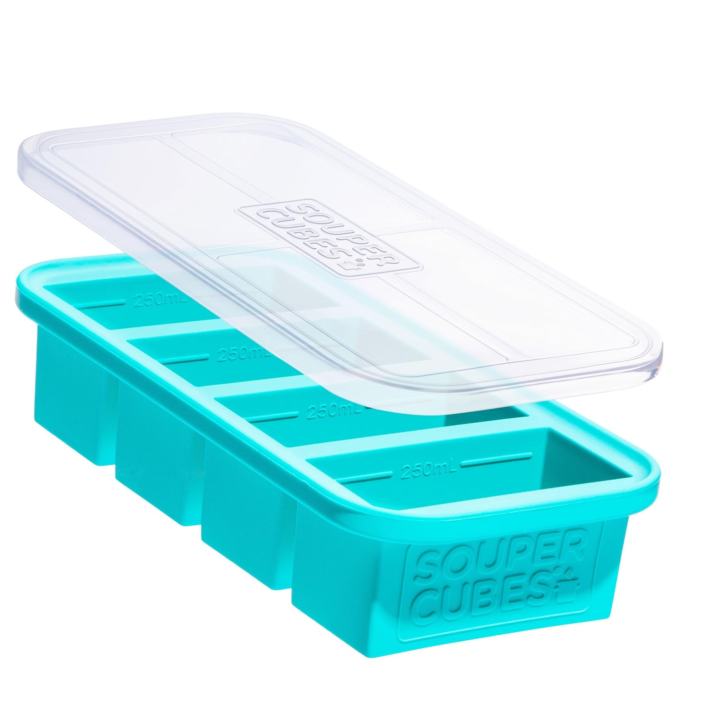 Souper Cubes 1 Cup Silicone Freezer Molds - Soup Cubes Perfect for Freezing Broth, Rice, Leftovers and More - Silicone Freezer Trays with Lids for Meal Prep - Aqua - 1-Pack