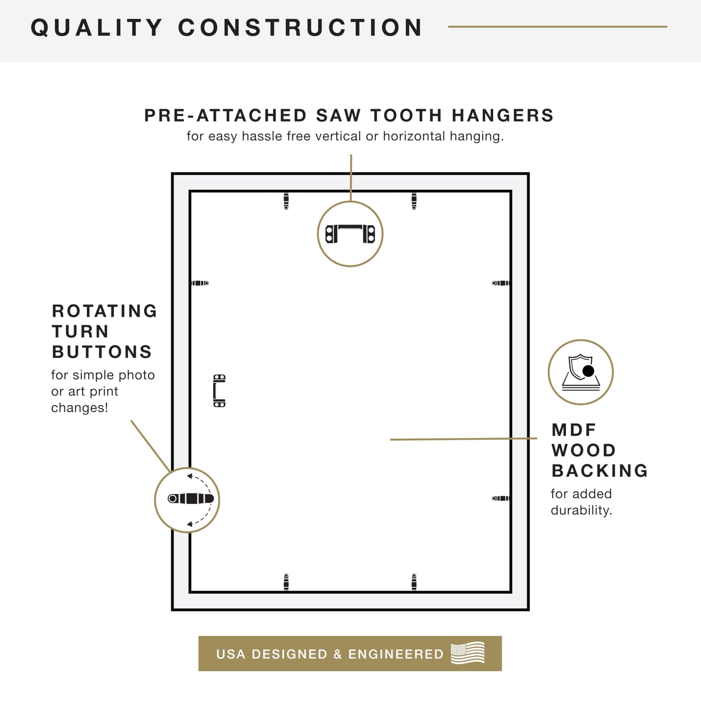 MCS Studio Gallery Classic 16x20 Poster Frame Black Woodgrain Engineered Wood, Vertical & Horizontal Wall Hanging Large Picture Frame for Photos, Posters & Art Prints (1-Pack)
