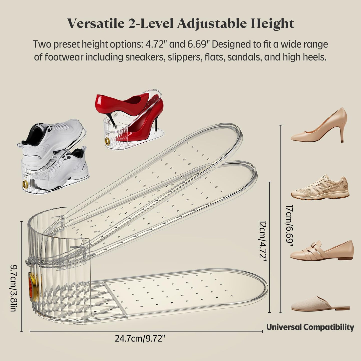 SummerVines Clear 20 Pack Shoe Slot Organizer, Shoe Stacker Organizer Holders for A Pair of Shoes, Adjustable Thickening Double Layer 50% Shoe Space Saver Rack Storage for Closet (clear, 20 pack)