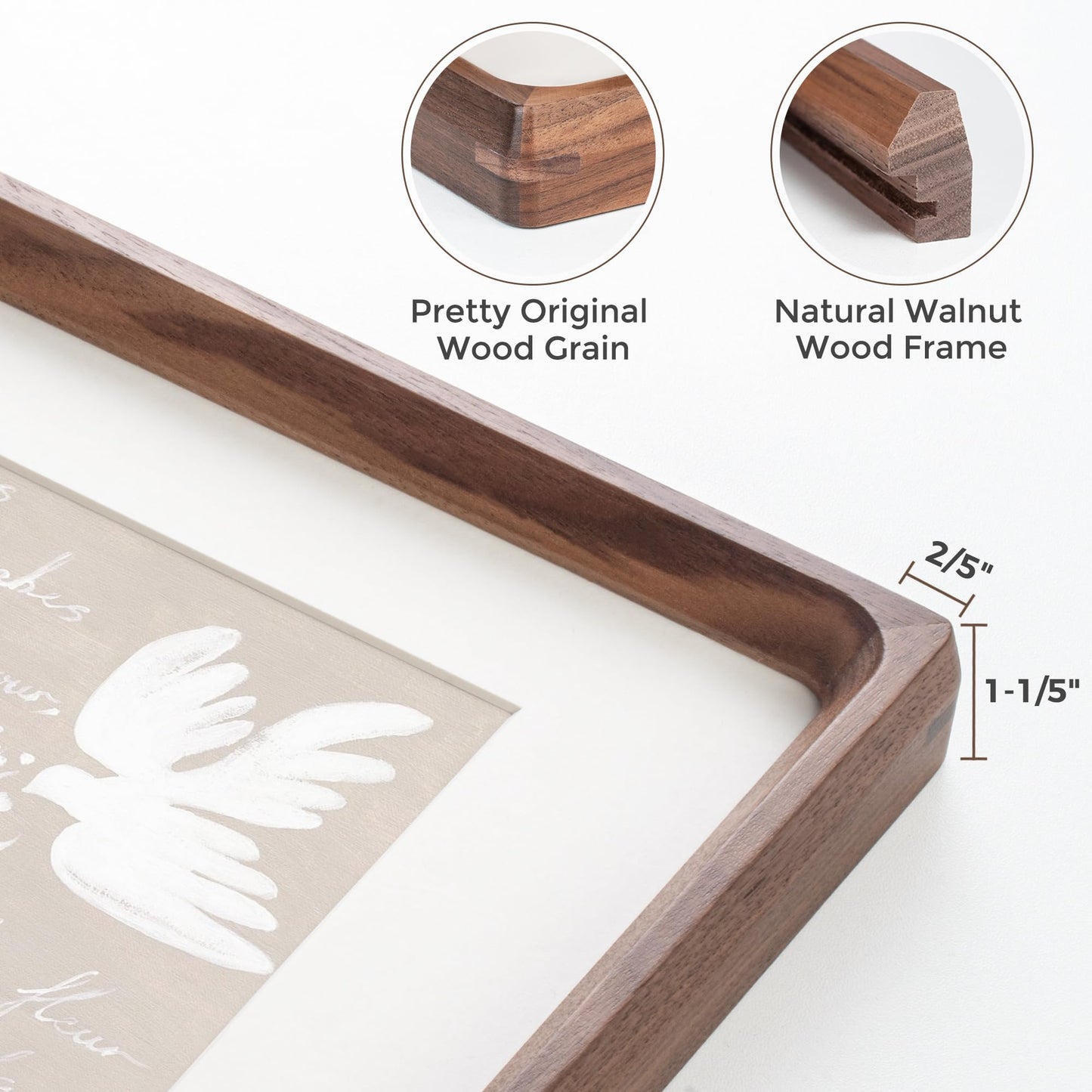 Heimlove 11x14 Picture Frames Natural Walnut,Original Wood Hand Make Crafted Diploma Frame with Mat to 8x10 Graduation Picture Display,Family Picture,Wedding Picture,Photo,Certificate Wall Mounted