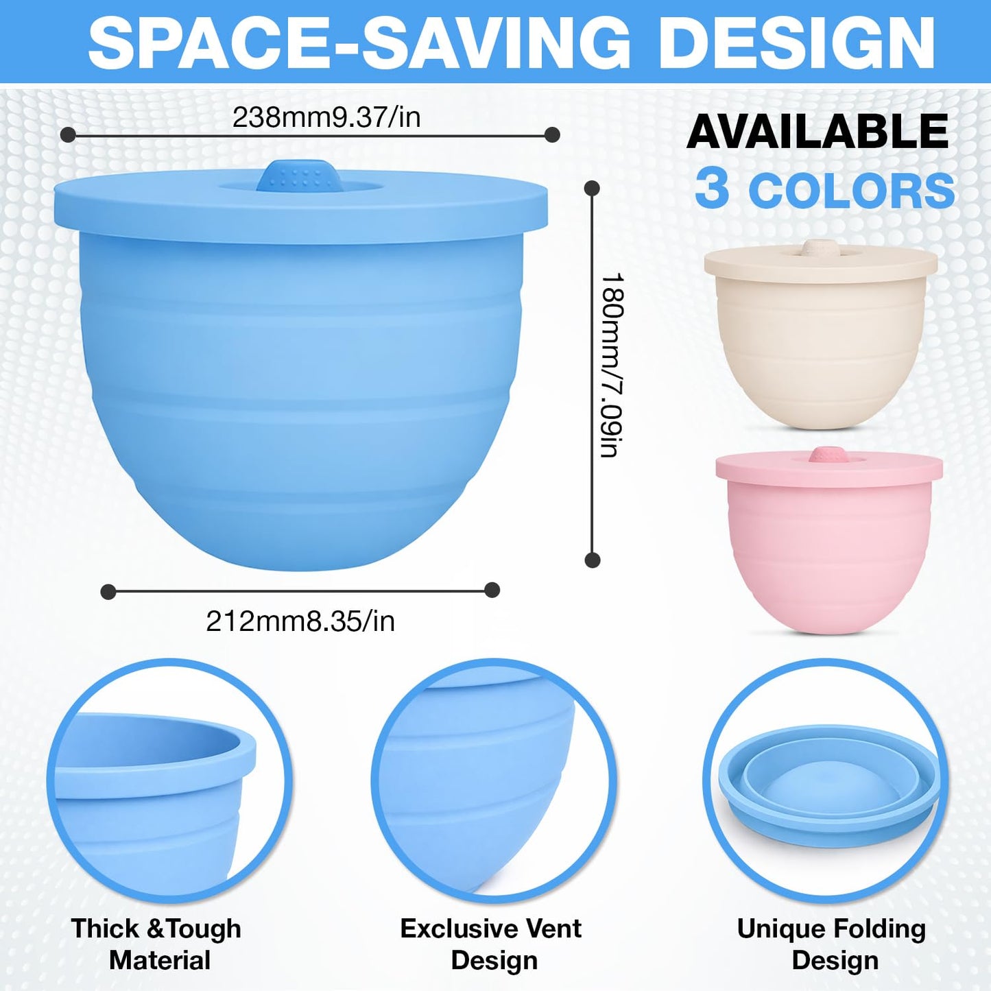 Set of 3 Silicone Bowl Liners for KitchenAid 5 Qt Stand Mixer with Lids, 3mm Thick Non-Stick Silicone Mixer Bowl Insert, BPA Free, Dishwasher Safe Stand Mixer Bowl Liners & Spatula