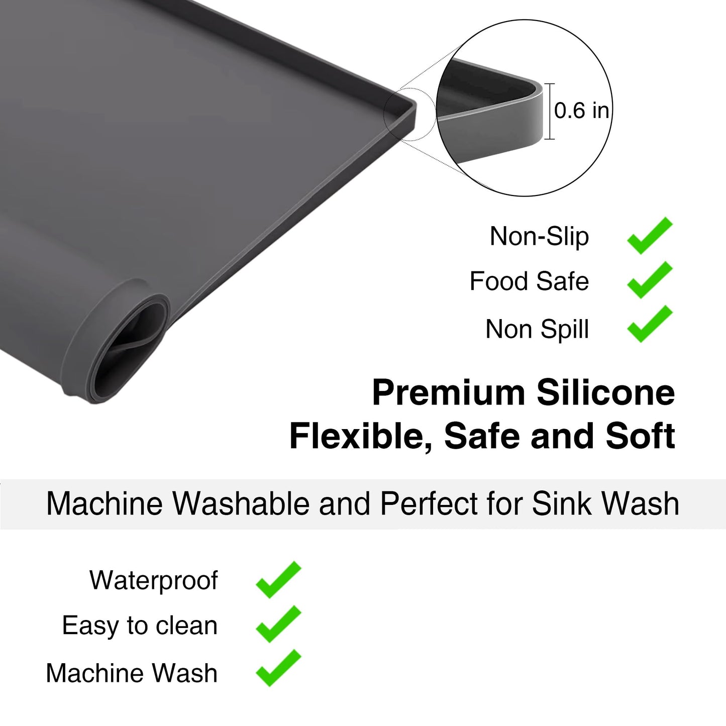 2 PACKS SEIRI Washer and Dryer Topper, 26" x 26" Silicone Dryer Top Protector Mats for Flat Top Surface Cover and Front Load Washing Machine Non-Slip Waterproof Laundry Topper Mat Large (Dark Gray)