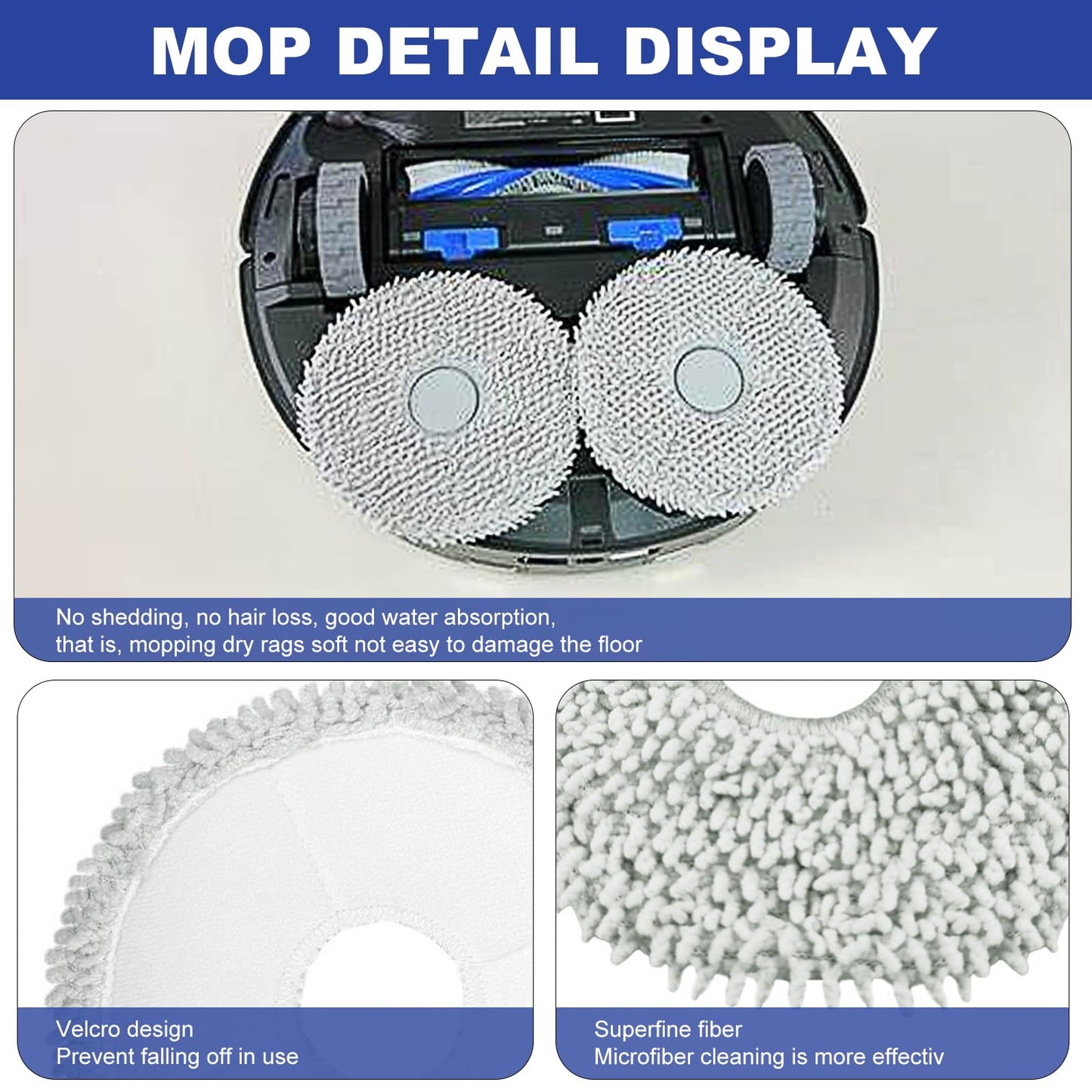 PhoebCynthi Replacement Accessories Parts Compatible with ECOVACS DEEBOT T30S/ T30s AI/ T30 Care Robot Vacuum Cleaner.（2 Main Brush,6 Side Brushes,6 Hepa Filters,8 Mop Pads,6 dust Bags）
