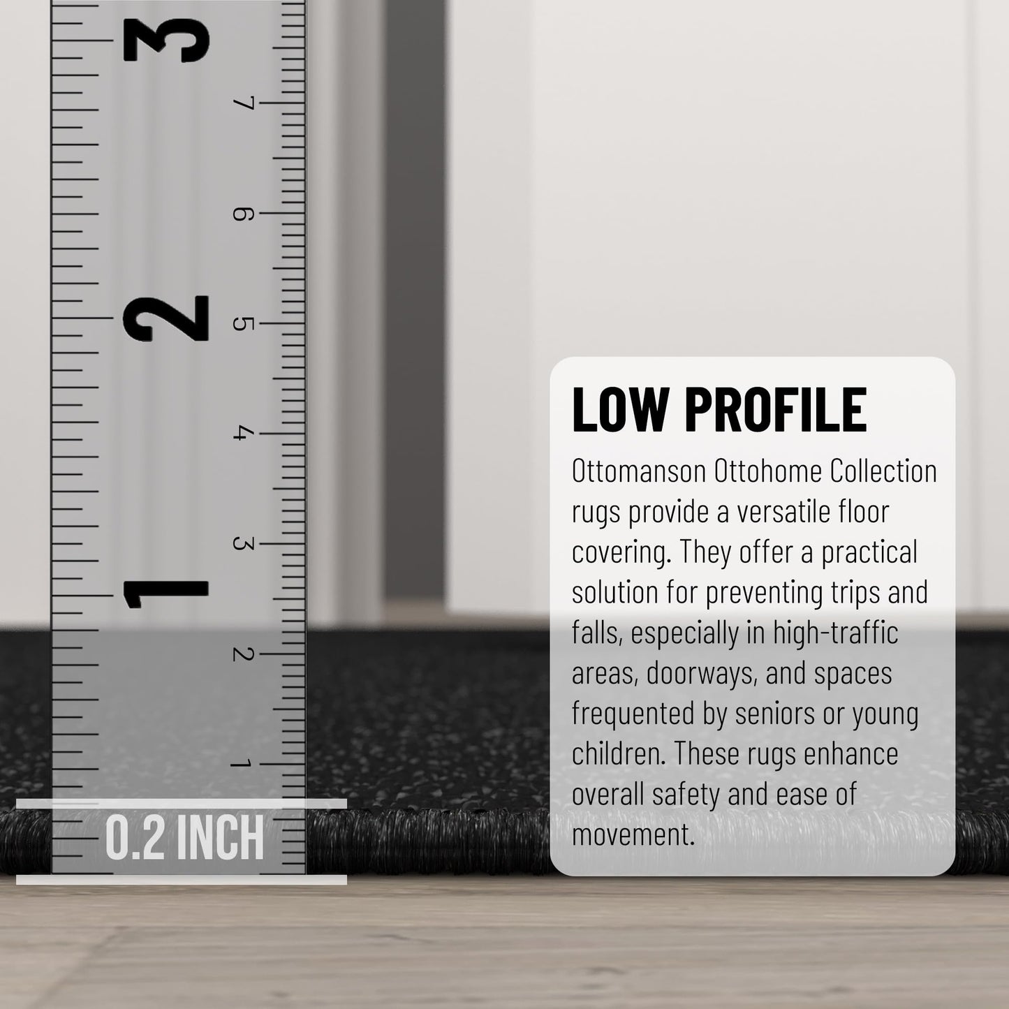 Ottomanson Hallway Runner Rug – Non-Slip Low Pile Carpet Runner for Entryway, Stain Resistant & Easy to Clean, Solid Black, 1'10.5" x 10'