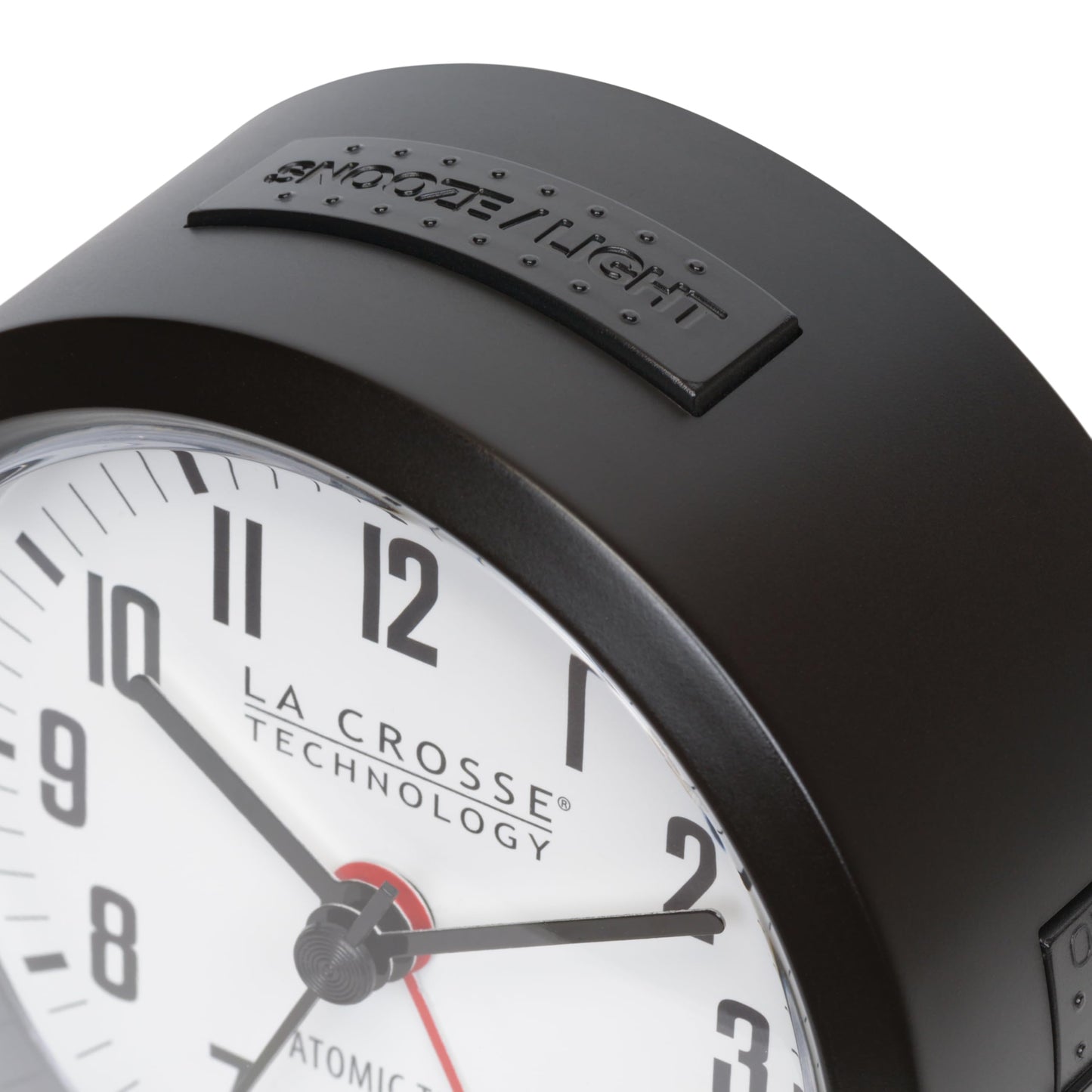 La Crosse Technology 617-710B-INT 4-Inch Round Black Atomic Analog Alarm Clock