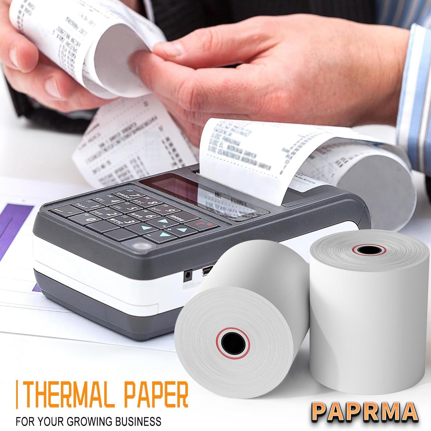3 1/8'' x 230ft Thermal Paper Receipt Rolls, PAPRMA Thermal POS Paper Cash Register Paper Rolls for Credit Card Machine (20 Rolls)