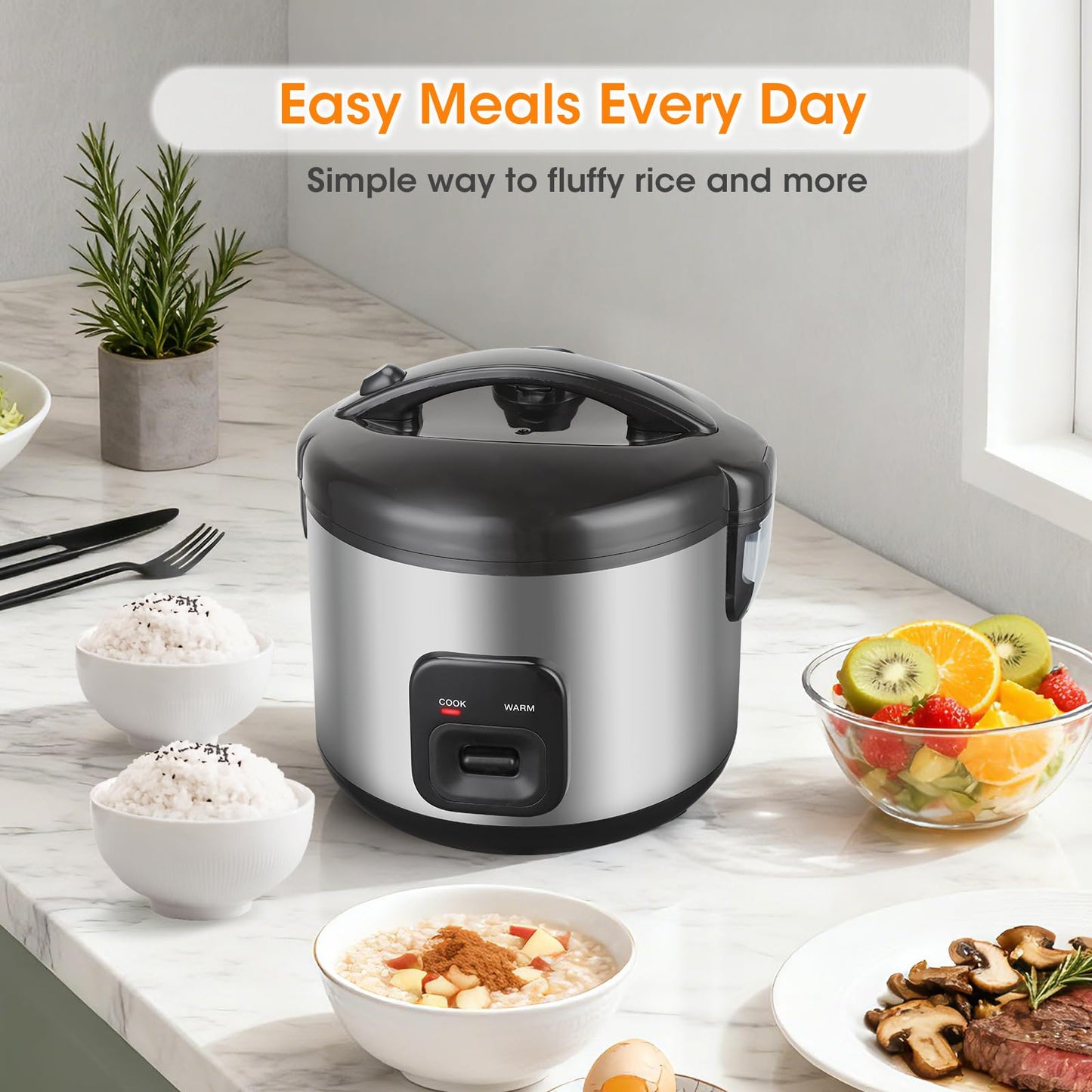 Oshenic Rice Cooker & Steamer Simple 6 Cup(Uncooked)/12 Cup (Cooked)With Steaming Basket,Compact Electric Rice Cooker Non-Stick Inner Pot For Soups,Stews,Grains&Oatmeal,One Touch & Keep Warm Function
