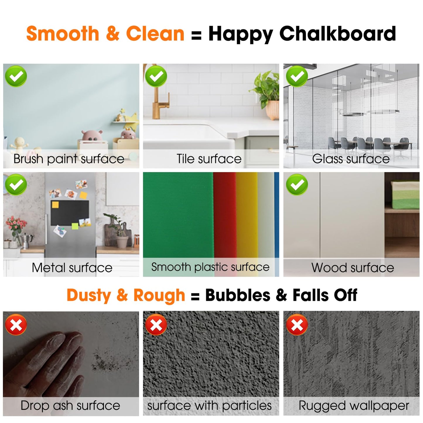 Borskyn Chalkboard Wallpaper Peel and Stick, 35.4"x118.1" Blackboard Contact Paper Self Adhesive, Vinyl Chalk Board Wall Sticker with 8 Colorful Chalks & 1 Rag (1 Roll 2.9ft. x 9.8ft.)