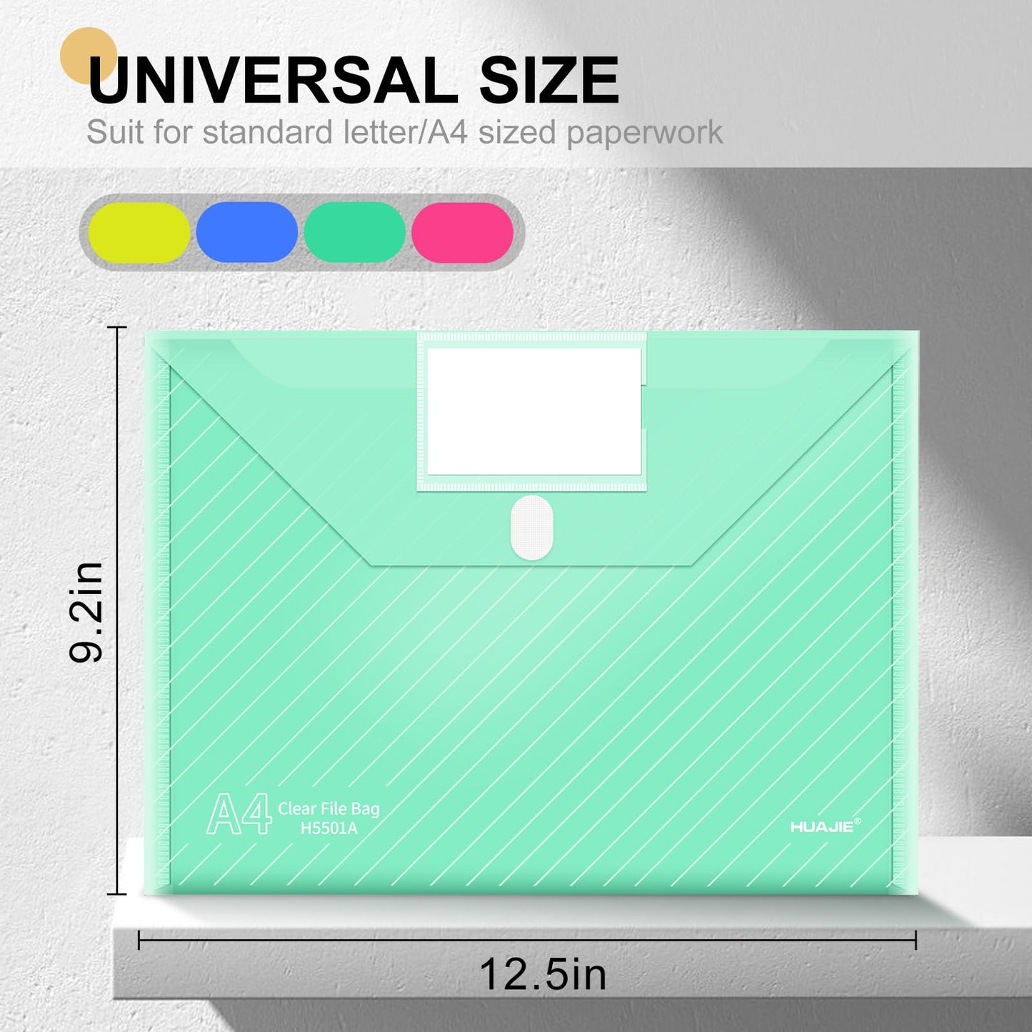 WORPSON 100 Pack, Plastic Envelopes File Folders, HeavyDuty Document Folder for Letter and A4 Size, Clear Document Holder with Label Pockets for School Home Work Office Organizer (100)