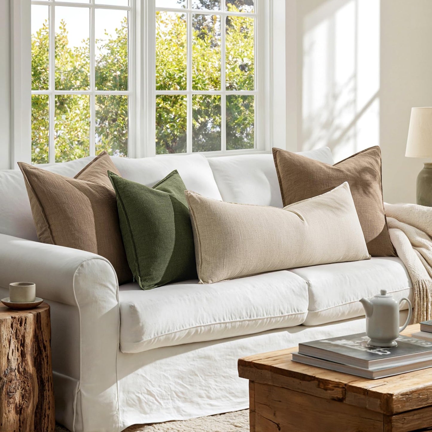 MIULEE Decorative Long Lumbar Throw Pillow Cover for Bed 14x36 Natural Beige Boho Farmhouse Neutral Couch Pillowcase Pack of 1 Accent Modern Sofa Cushion Livingroom Home Decor (Covers Only)