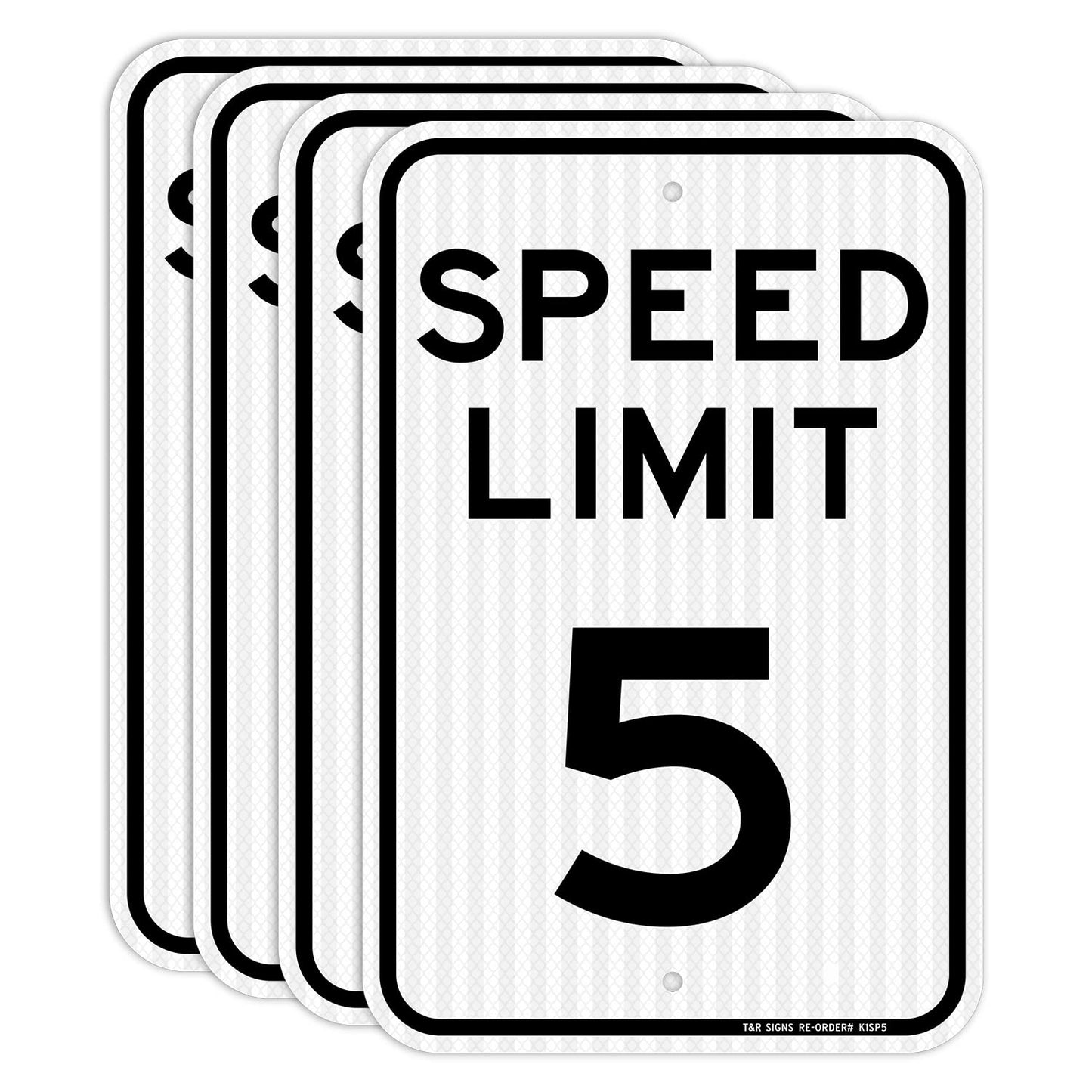 (4 Pack) Speed Limit 5 MPH Sign, Slow Down Sign, Traffic Sign, 18" x 12" Engineer Grade Reflective Sheeting, Rust Free Aluminum, Weather Resistant, Waterproof, Fade Resistant, 2 Pre-drilled Holes