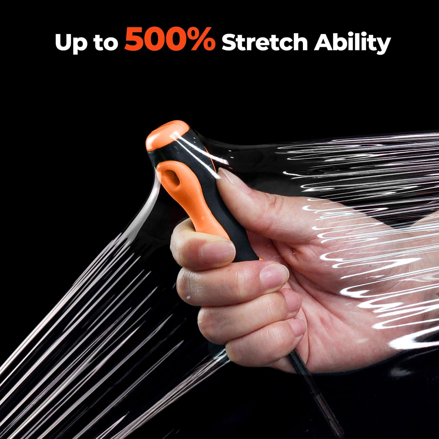 MUNBYN Shrink Wrap, Stretch Wrap with Handles, Stretch Film Roll Industrial Strength, Plastic Wrap for Pallet Wrapping Shipping Moving, 15 Inch x 1000 Ft, 4 Pack, 60 Gauge