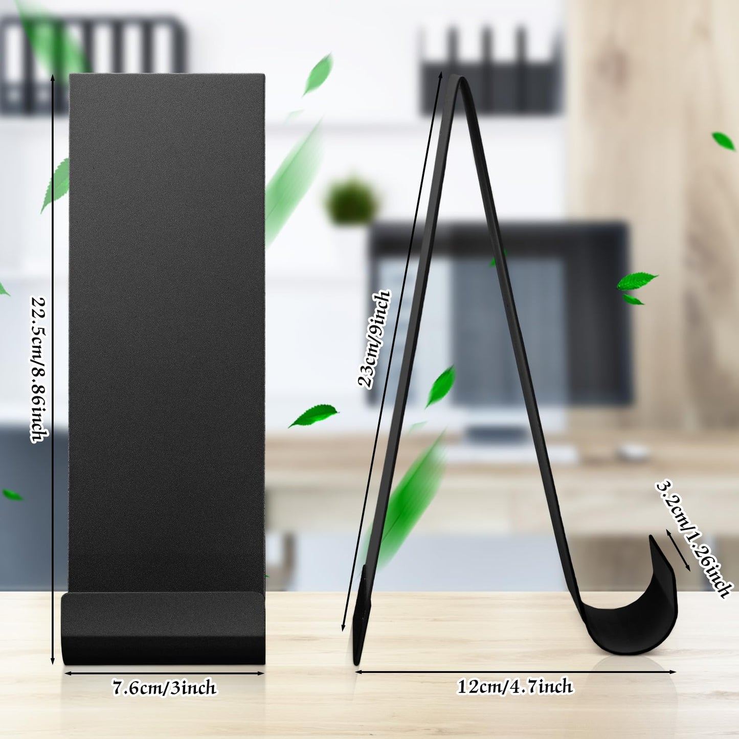 Yaocom 4 Pcs Metal Fancy Brochure Holder Display Flyer Brochure Holder Stand Table Vertical Countertop Literature Organizer for Booklets Pamphlet Magazine Menu Journals(Black)