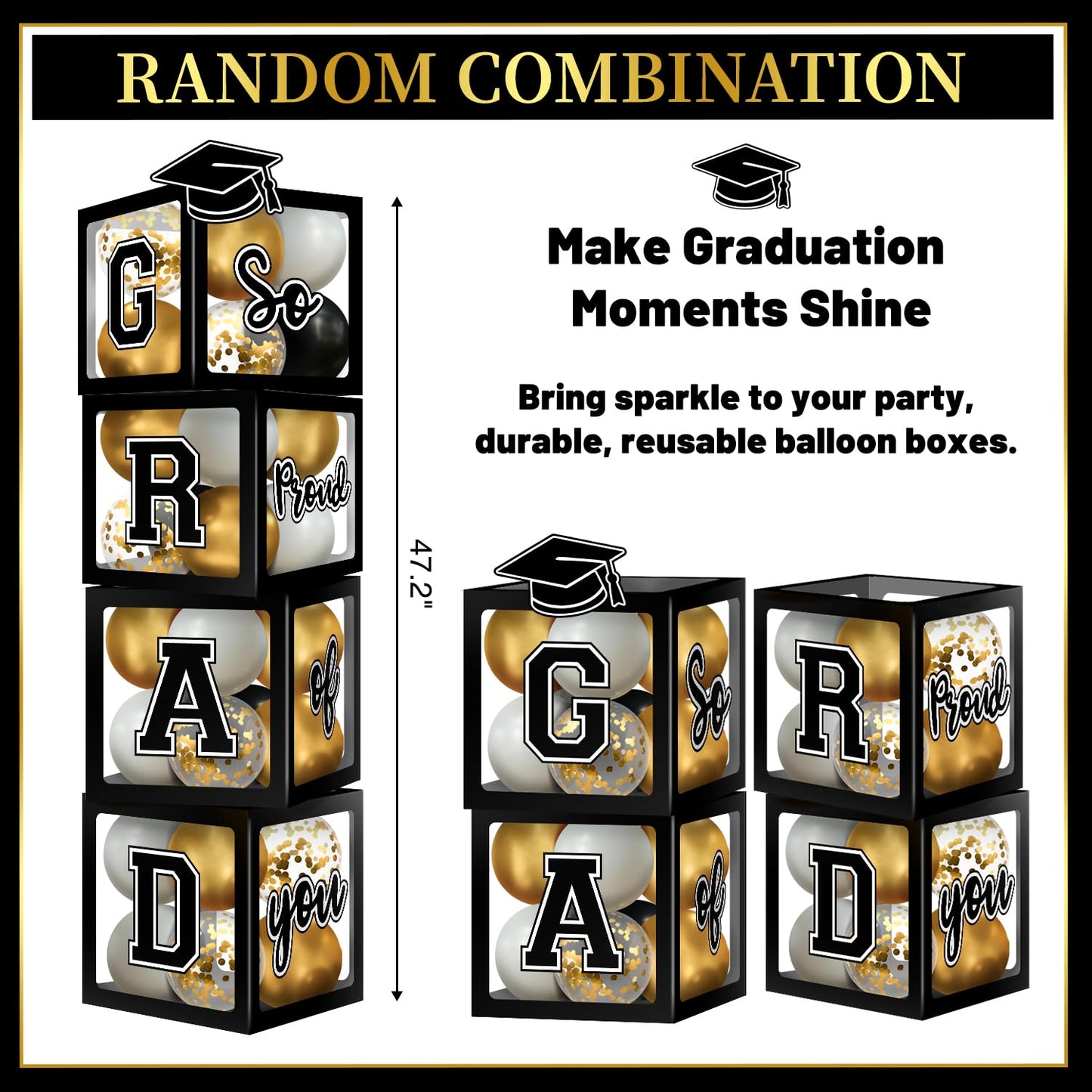 Graduation Decorations 2026, Graduation Party Decorations Graduation Balloons Arch Kit Boxes With 134Pcs Balloons, Letters 2026 Grad for Middle School High School College ect.