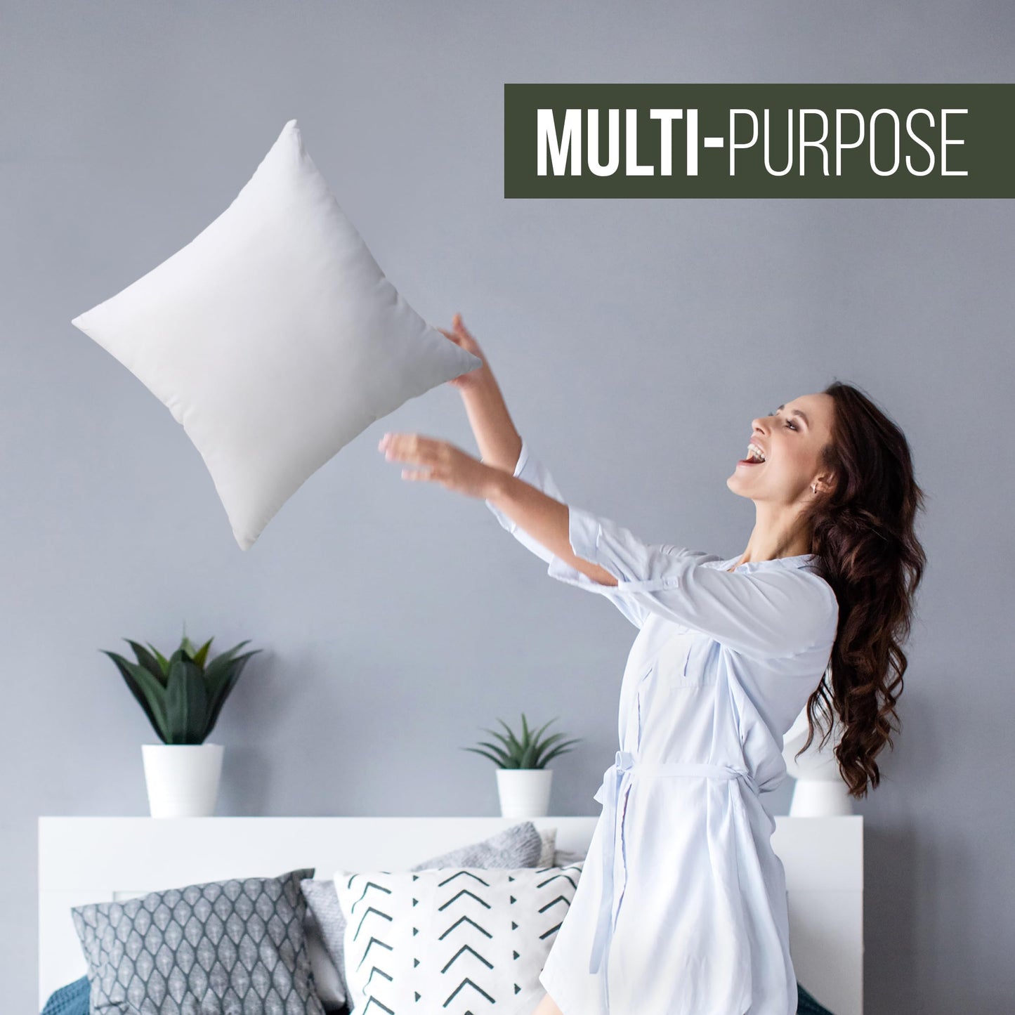Utopia Bedding Throw Pillows (Set of 1, White) – 26 x 26 Inches Down Alternative Pillows for Bed, Sofa, and Couch - Fluffy Decorative Stuffer Pillow for Indoors & Outdoors