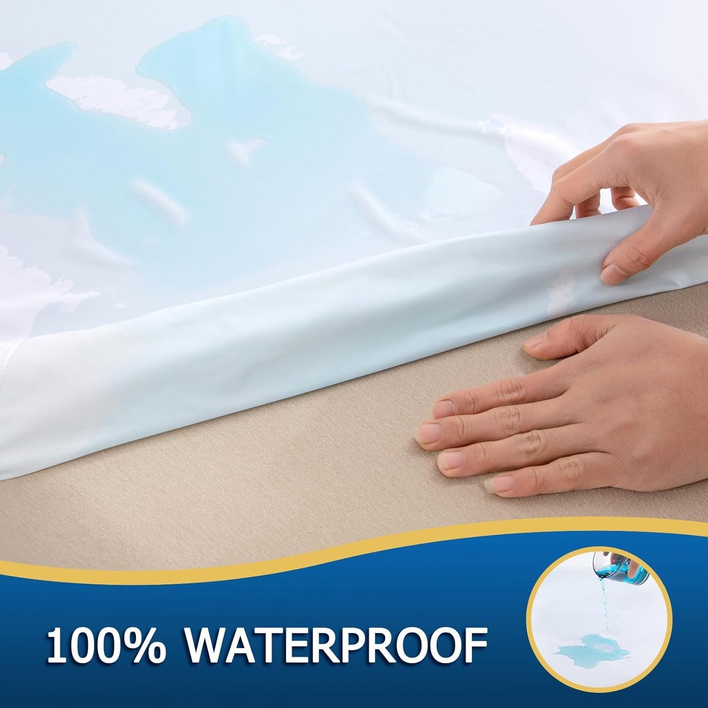 King Waterproof Zippered Mattress Encasement, Breathable, Noiseless, Machine-Washable Zipped Mattress Cover, Fitting 7" - 15" Deep Mattress