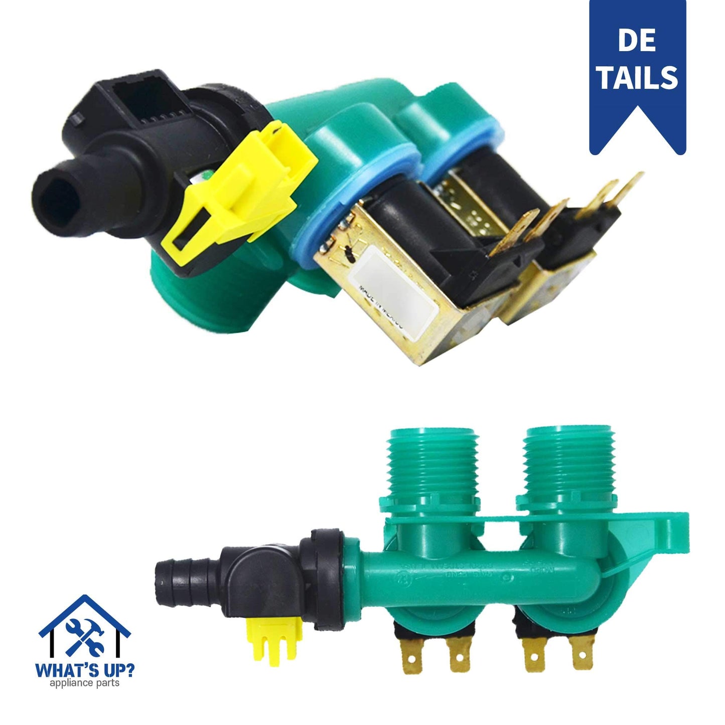 What's Up? 8578341 8578340 Washer Water Inlet Valve Replacement Part for Whirlpool Washers Replaces WP8578341, AP6013540, PS11746766, AP6013539, 8578340, PS11746765