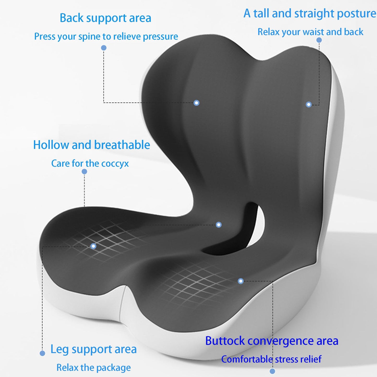 Mogdeker L-Shaped Seat Cushion for Long Sitting,Memory Foam Ergonomic Back Support Driving Seat Cushion for Back Pain,Non-Slip Design for Car, Truck, Home Chair & Office Seat (Black Gray)