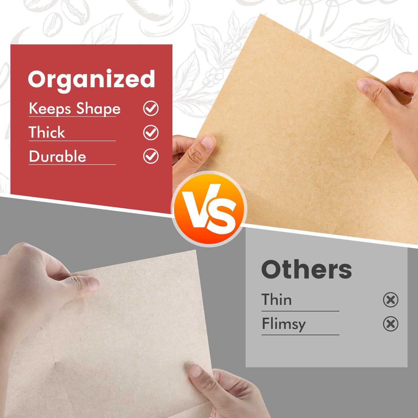 Phyyixs Pre-Folded Unbleached Cone Coffee Filters – Premium Thick Paper, Compatible with Pour-Over Coffee Makers (240 Filters)