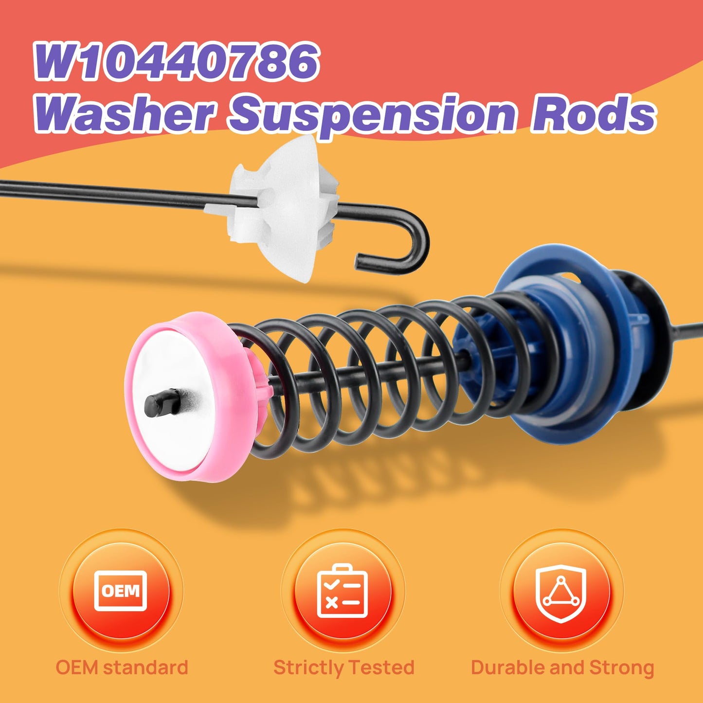 W10440786 Washer Suspension Rods for Whirlpool, for Maytag Washing Machine - Replaces W10368626 W10368627 W10440739 | Upgraded by PANDEELS