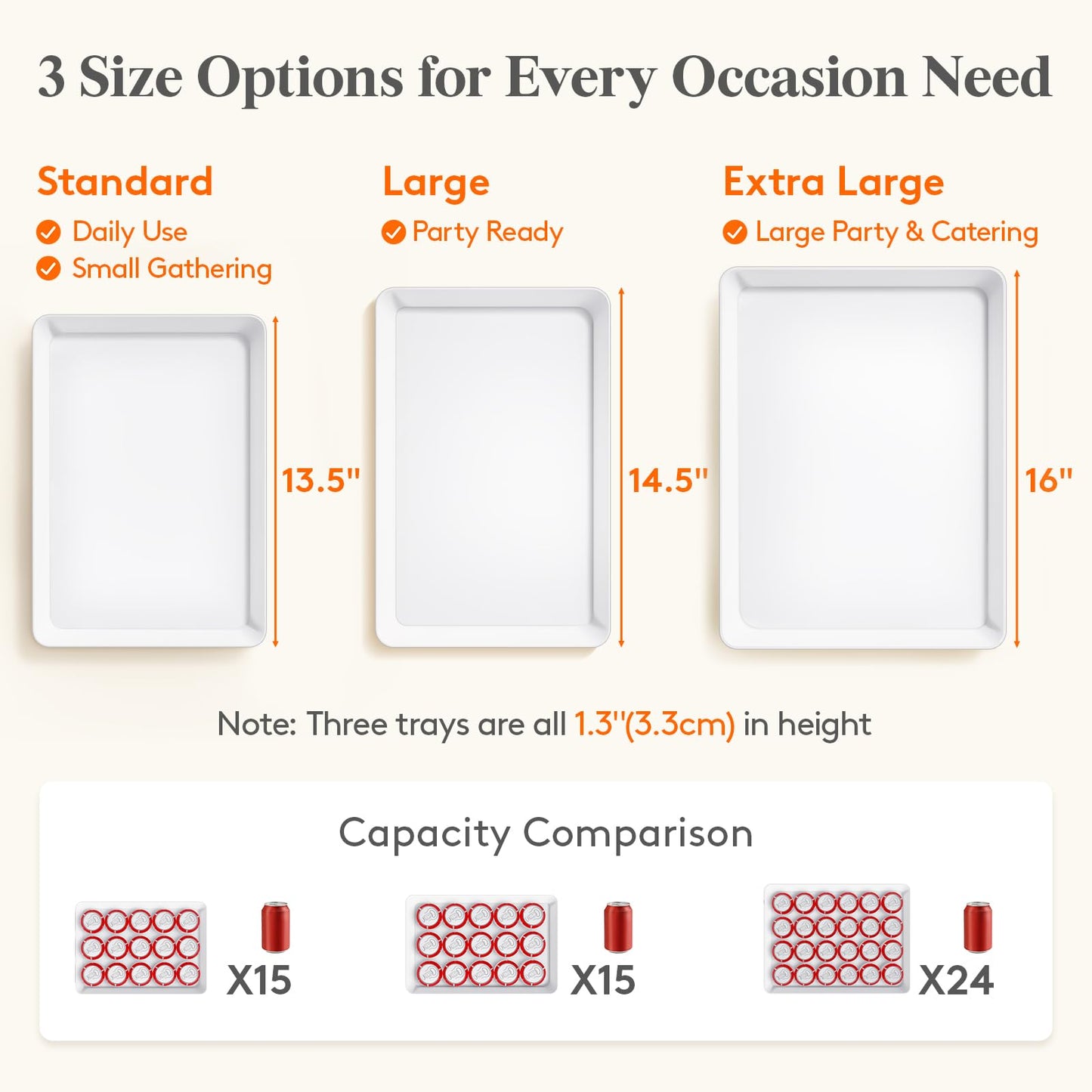 Lifewit Serving Tray for Party Supplies, Reusable Serving Platter for Catering, Snack, Fruit, Charcuterie, Appetizer, Plastic Food Trays, Hosting Essentials, BPA Free, 8 Pcs, Extra Large(16" x 12")