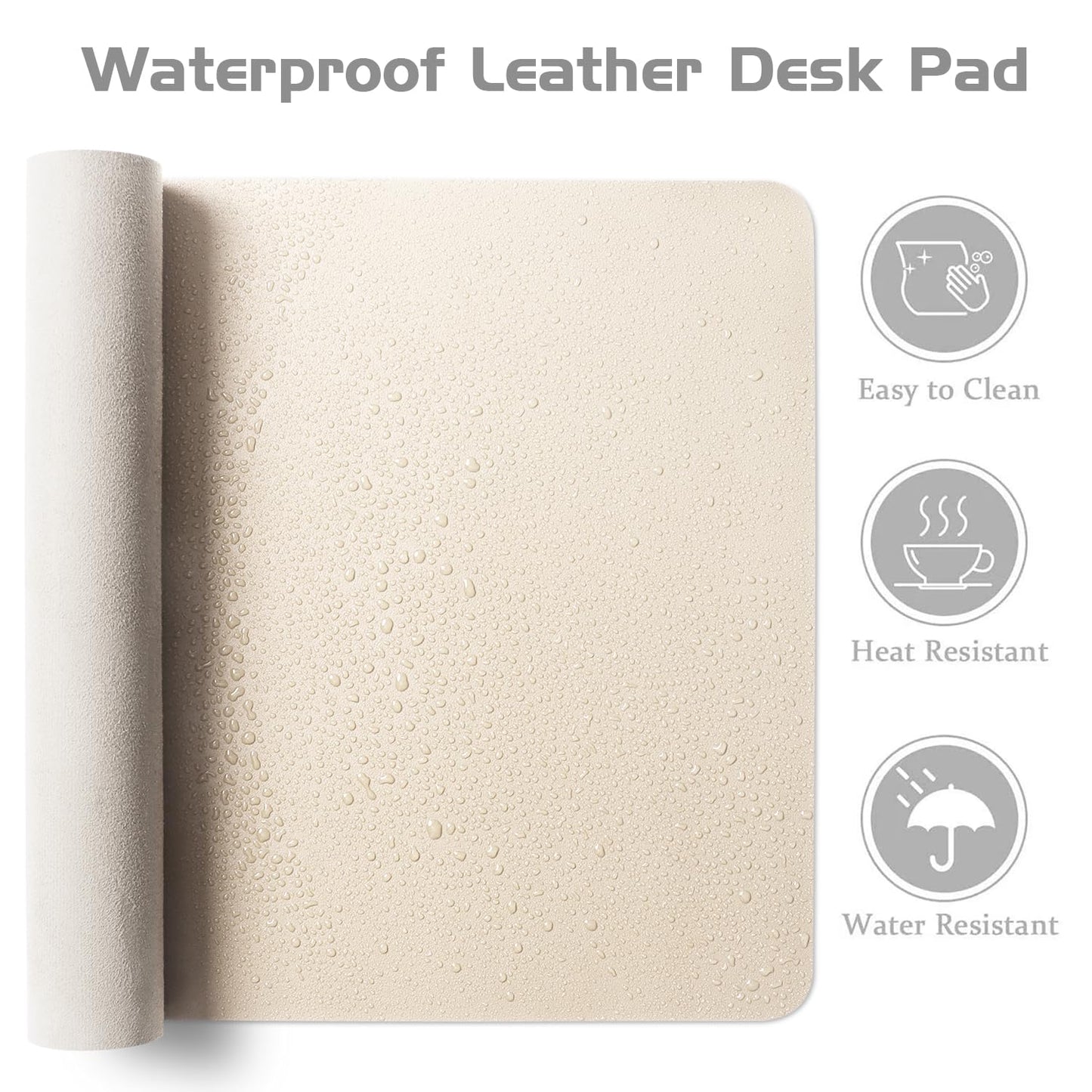 Aothia Leather Desk Pad Protector, Office Desk Mat, Large Mouse Pad, Laptop Desk Pad, Non-Slip PU Leather Desk Blotter, Waterproof Desk Writing Pad for Office and Home (Beige, 55" x 24")