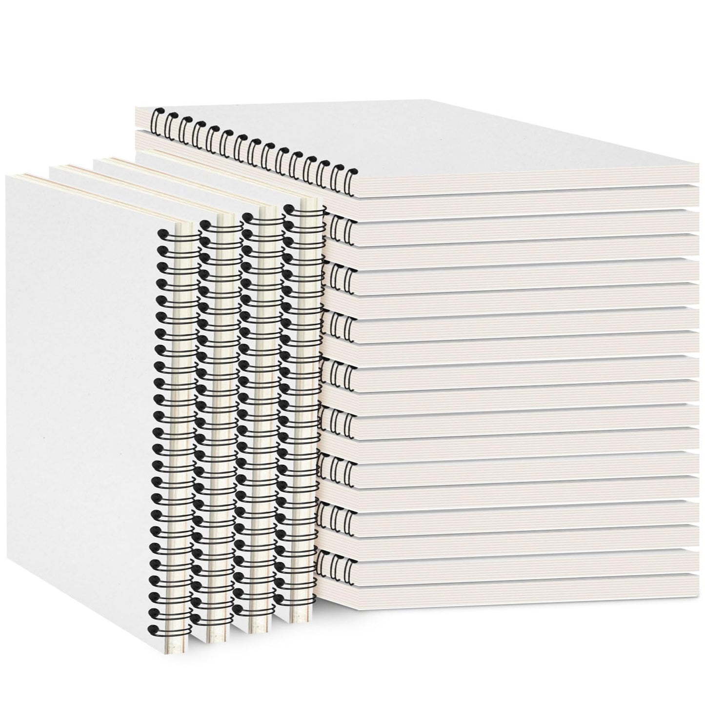 Epakh 22 Pack A5 Spiral Notebook with Kraft Cover, Back to School Hardcover Spiral Journal Notebook 5.5 x 8.3 Inch, First Day of School Travel Journal Notepad, 50 Sheets 100 Pages(White,Lined)