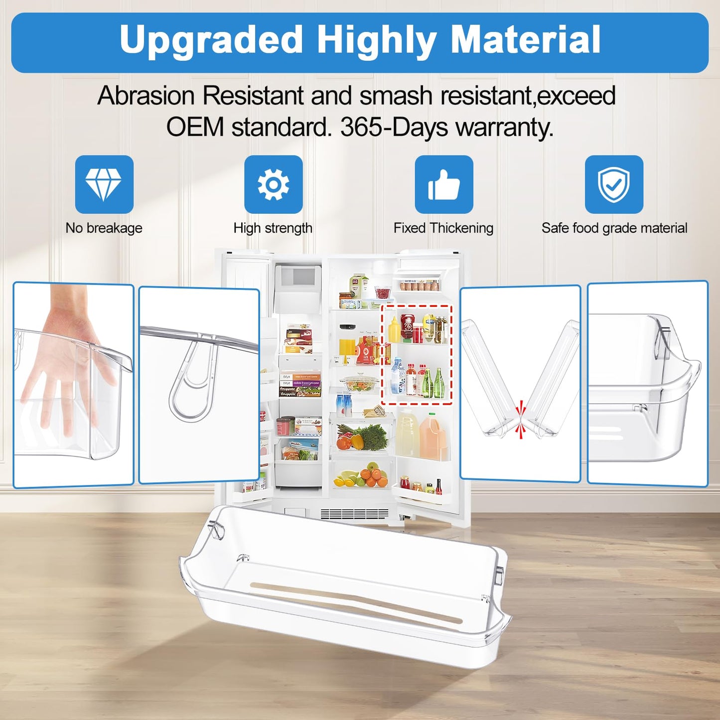 [2 PACK] 241505301 Refrigerator Door Bin Compatible with Frigidaire Gallery Door Shelf 241505300 Frigidaire Door Shelf Replacement PS976745 240430319 FGSC2335TFB FFSC2323TSA FFSC2323TS0 Door Bin