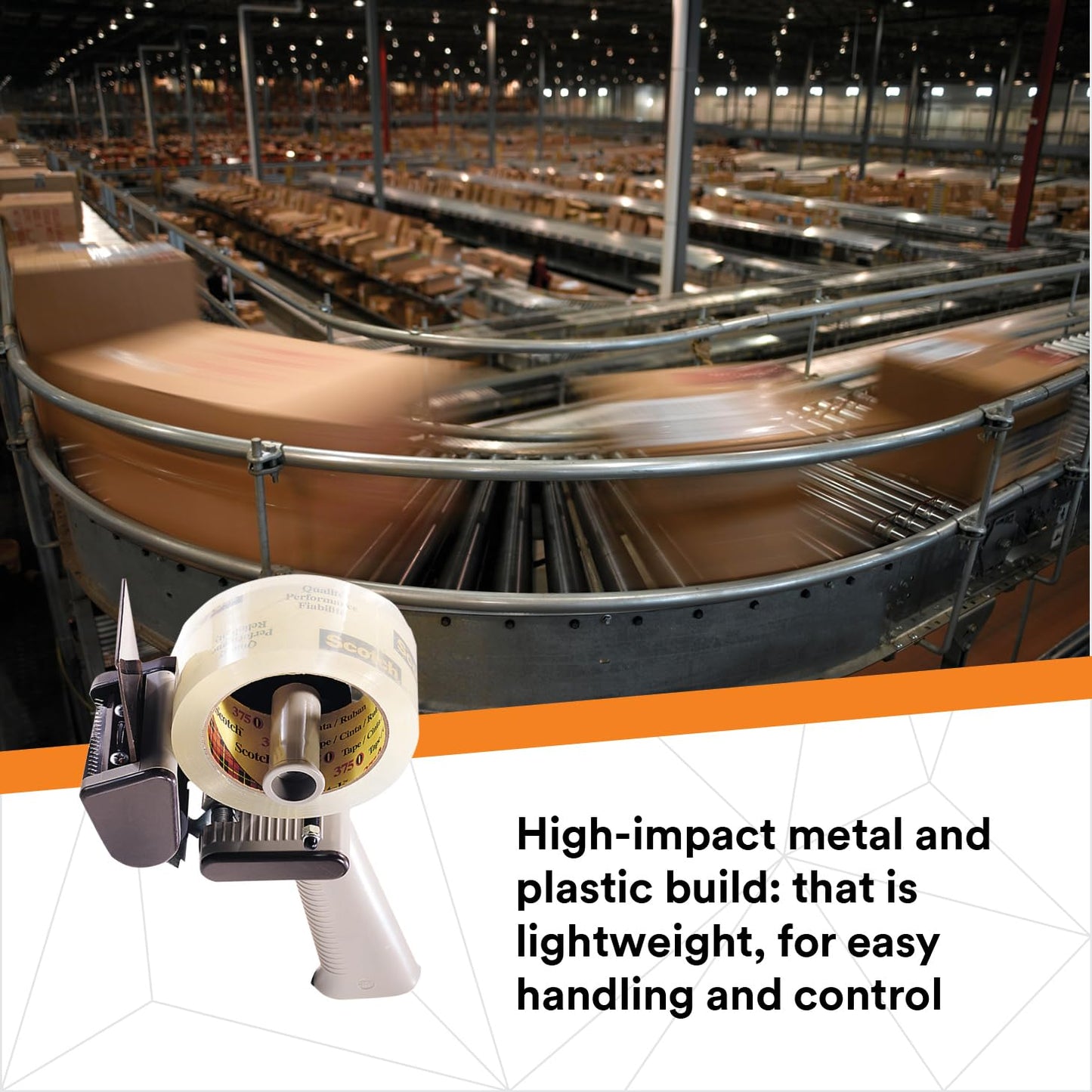 3M Scotch Low Noise Tape Dispenser H150 for Quiet or Recurrent Use, Pistol Grip Design, High-Impact Resistant, 2 in,Gray