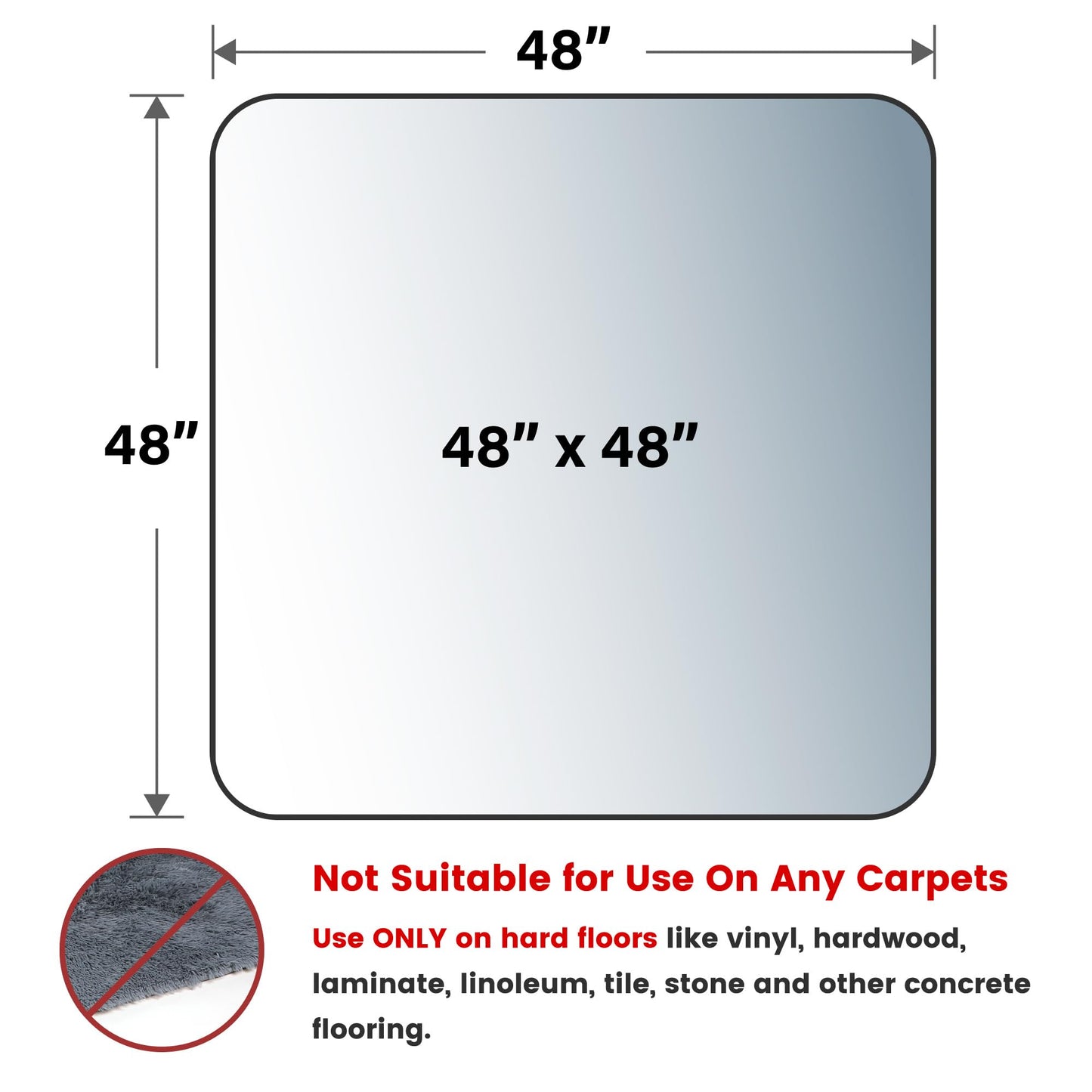 Yecaye Office Chair Mat for Hardwood Floor, Clear Computer Desk Chair Mat, PVC Heavy Duty Floor Protector for Rolling Chairs, 1.7mm Thick Floor Mat (Transparent, 48" x 48" x0.07'')