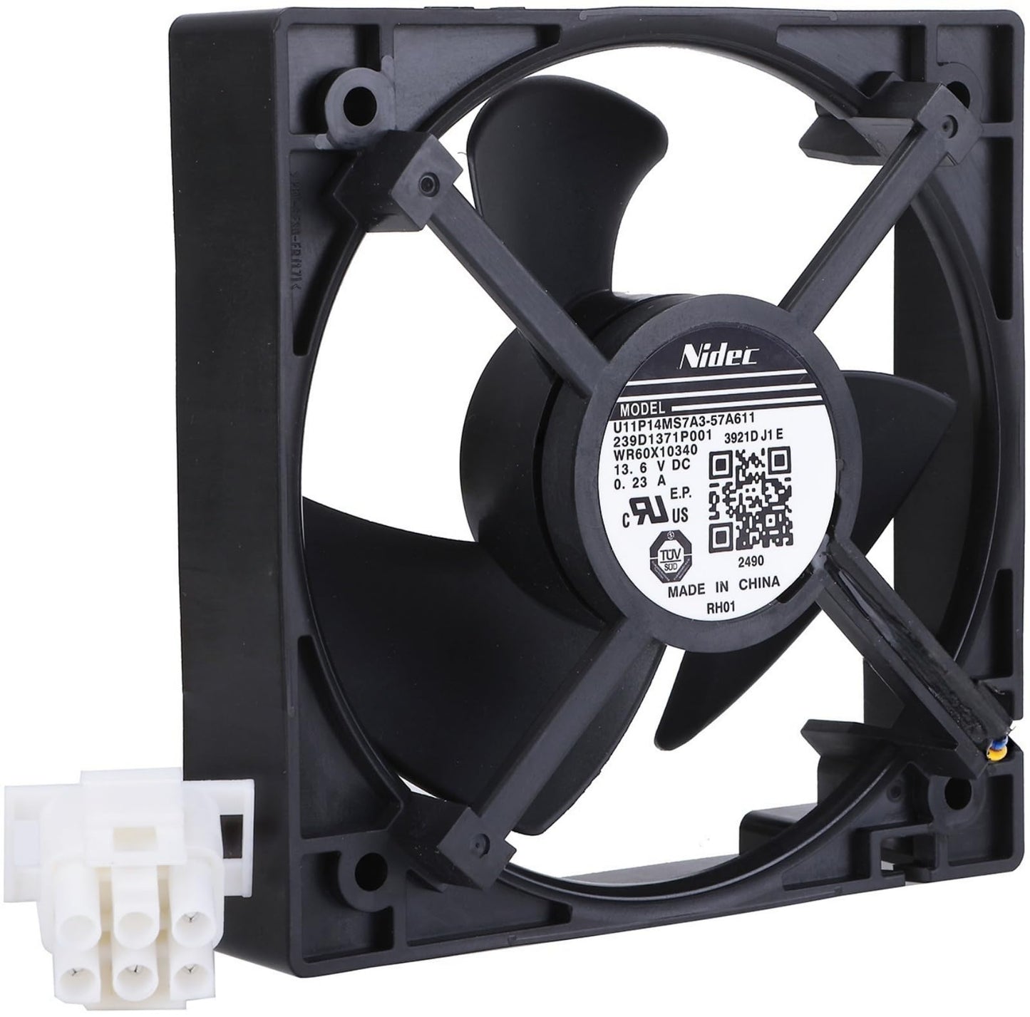 WR60X10340 Refrigerator Freezer Evaporator Fan Motor Fit for GE Refrigerator U11P14MS7A3-57A611 239D1371P001 Replaces AP6891698 PS12727431 EAP12727431 4931166 DC13.6V 0.23A Size: 4.4 x 4.4 Inch
