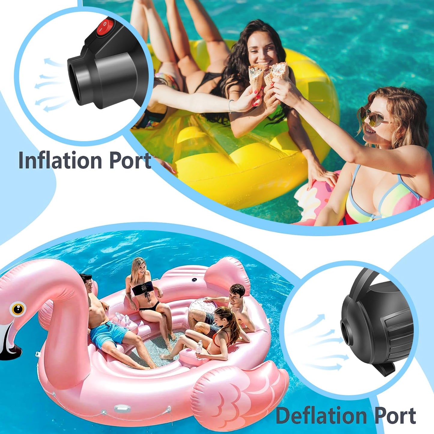 AWSUM 600W Electric Air Pump for Inflatable Gymnastics Mat, 110-120V AC Air Mattress Quick Fill Inflator Deflator Pump, Portable for Pool Floats/Air Bed/Gymnastics/Gym,4 Nozzles