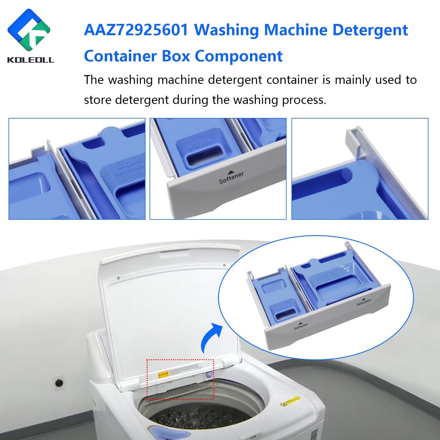 AAZ72925601 Washer Detergent Container Box Assembly Compatible With LG Washer Replaces AAZ73855901 2652392 AP5217542 PS3530587 EAP3530587